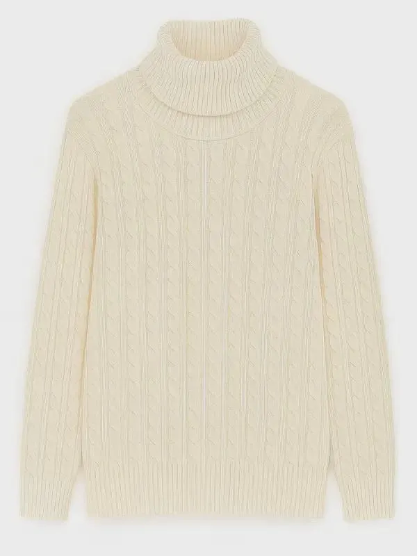 New MEN'S Cable Knit Ribbed Turtleneck Sweater Long Sleeve Winter Polo Neck Jumper - image 5
