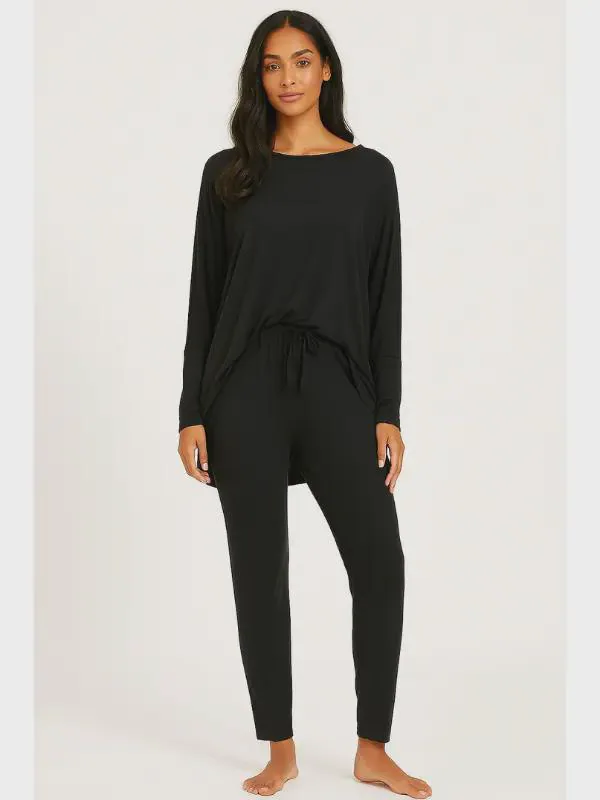 Plus Size Loungewear Set: High-Low Top & Pajama Bottoms - image 3