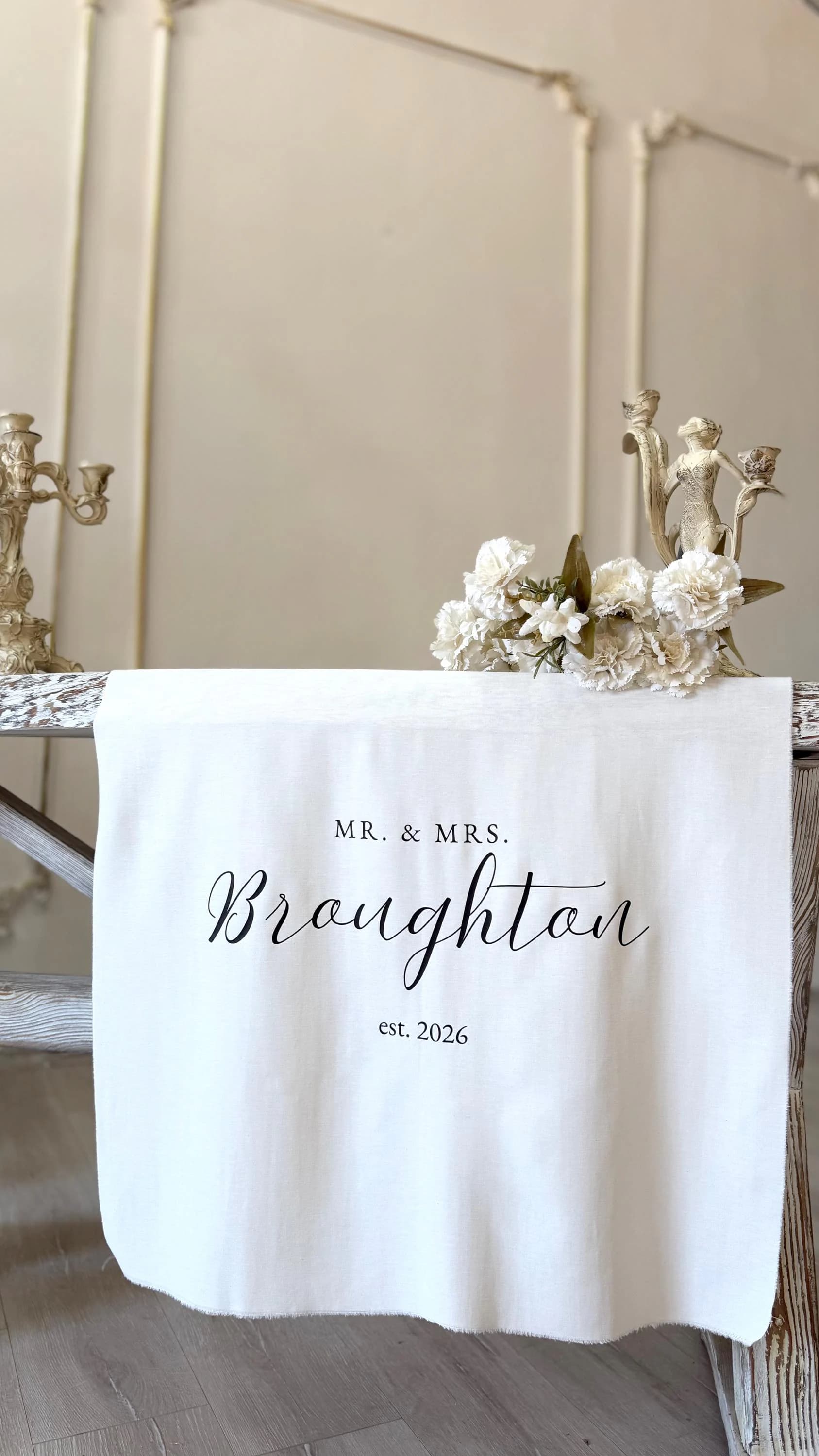 Personalized Wedding Table Runner, Personalized Sweetheart Table Decor, Custom Sweetheart Table Runner, Wedding Table Decor - image 4