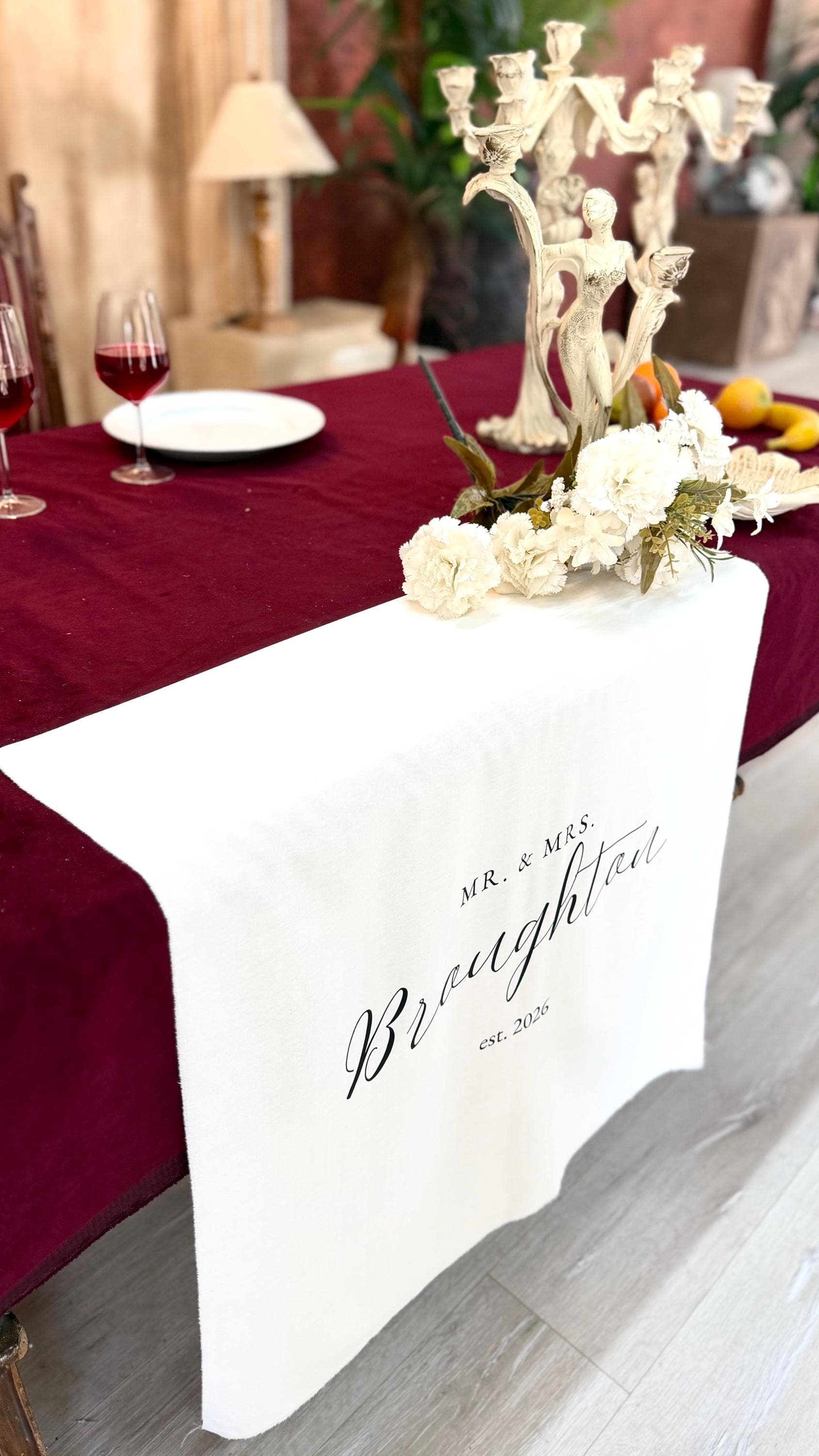 Personalized Wedding Table Runner, Personalized Sweetheart Table Decor, Custom Sweetheart Table Runner, Wedding Table Decor - image 2