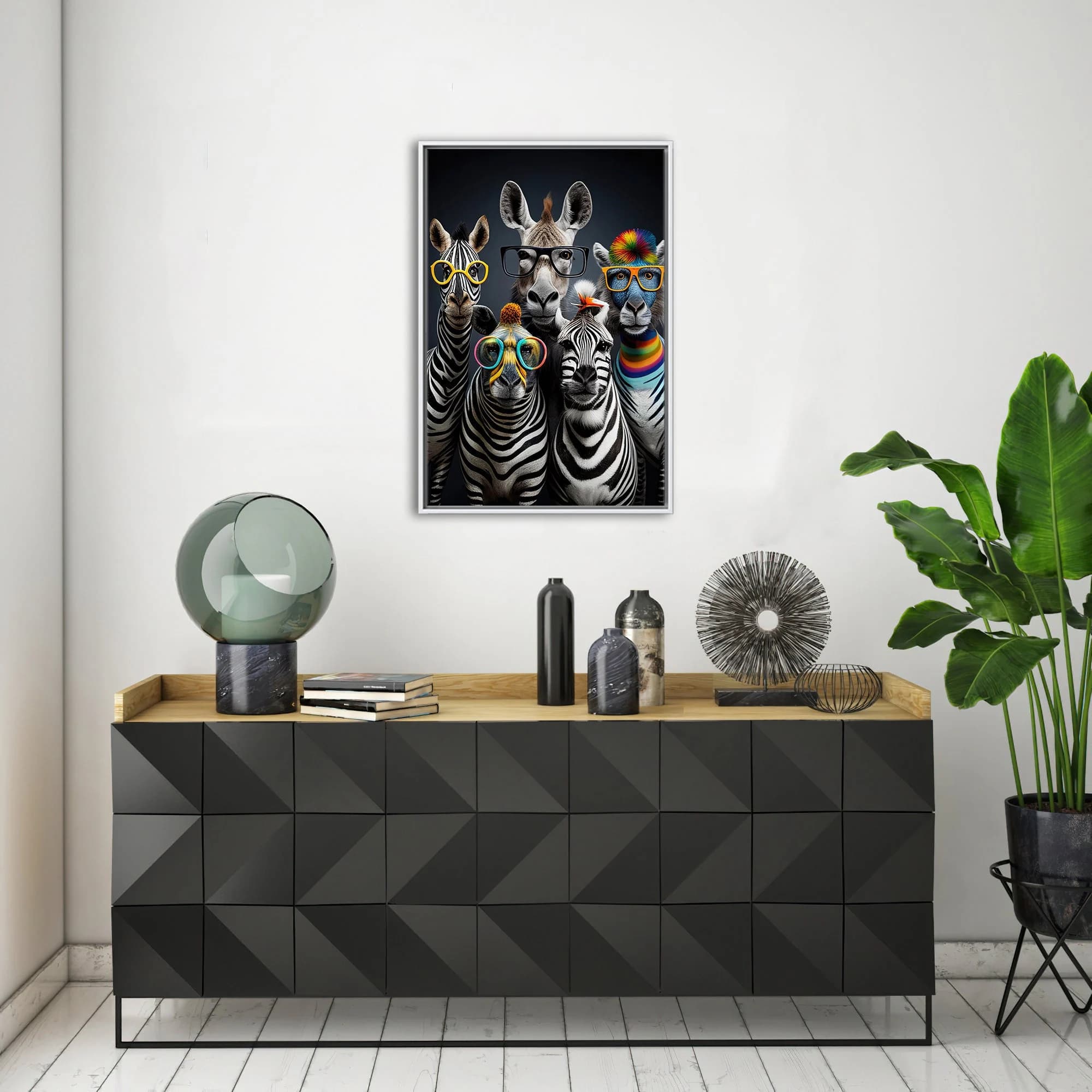 Animal Wall Decor, Zebras with Glasses Canvas, Cute Zebra Canvas Art, Framed Canvas, Funny Canvas Art, Canvas Wall Art, Modern Wall Decor, - image 3