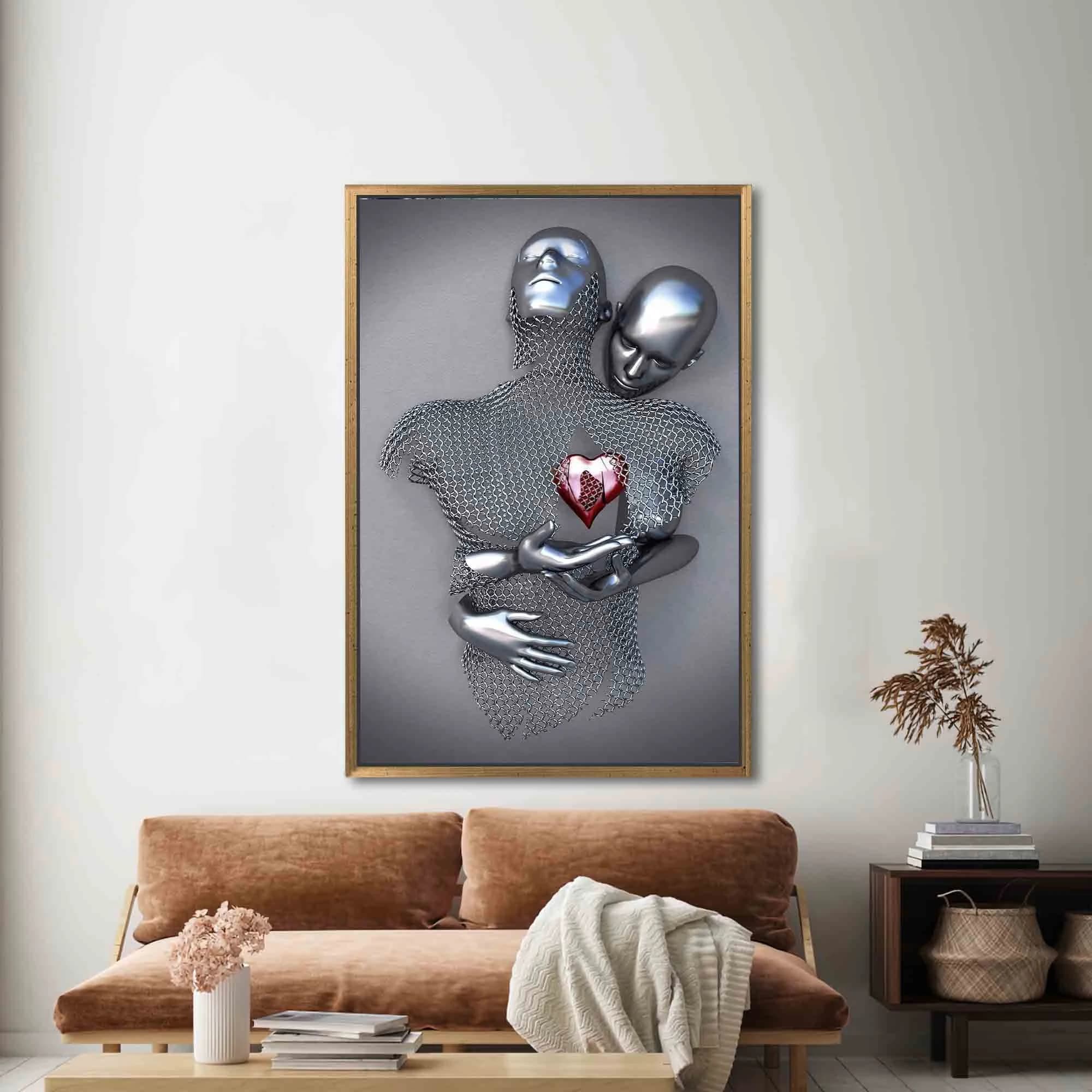3d Silver Couple, Bedroom Wall Decor, Modern Wall Art, Abstract Canvas, Love Canvas, Romantic Couple Poster, Hugging Couple Wall Decor, - image 5