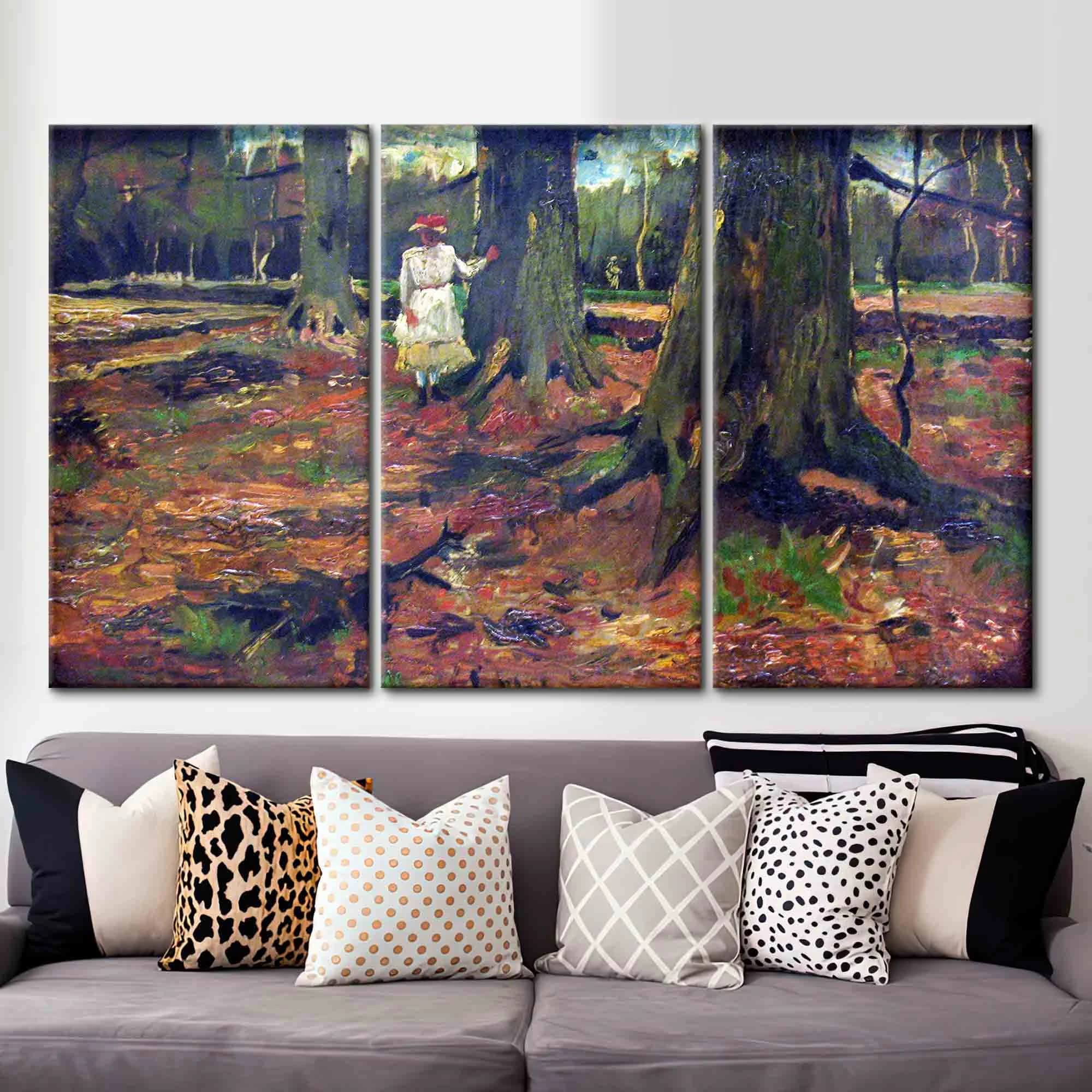 Girl in White in the Woods, Forest Landsape Artwork, Oil Painting Print, Van Gogh Forest Artwork, Famous Art Canvas, Reproduction Art, - image 3