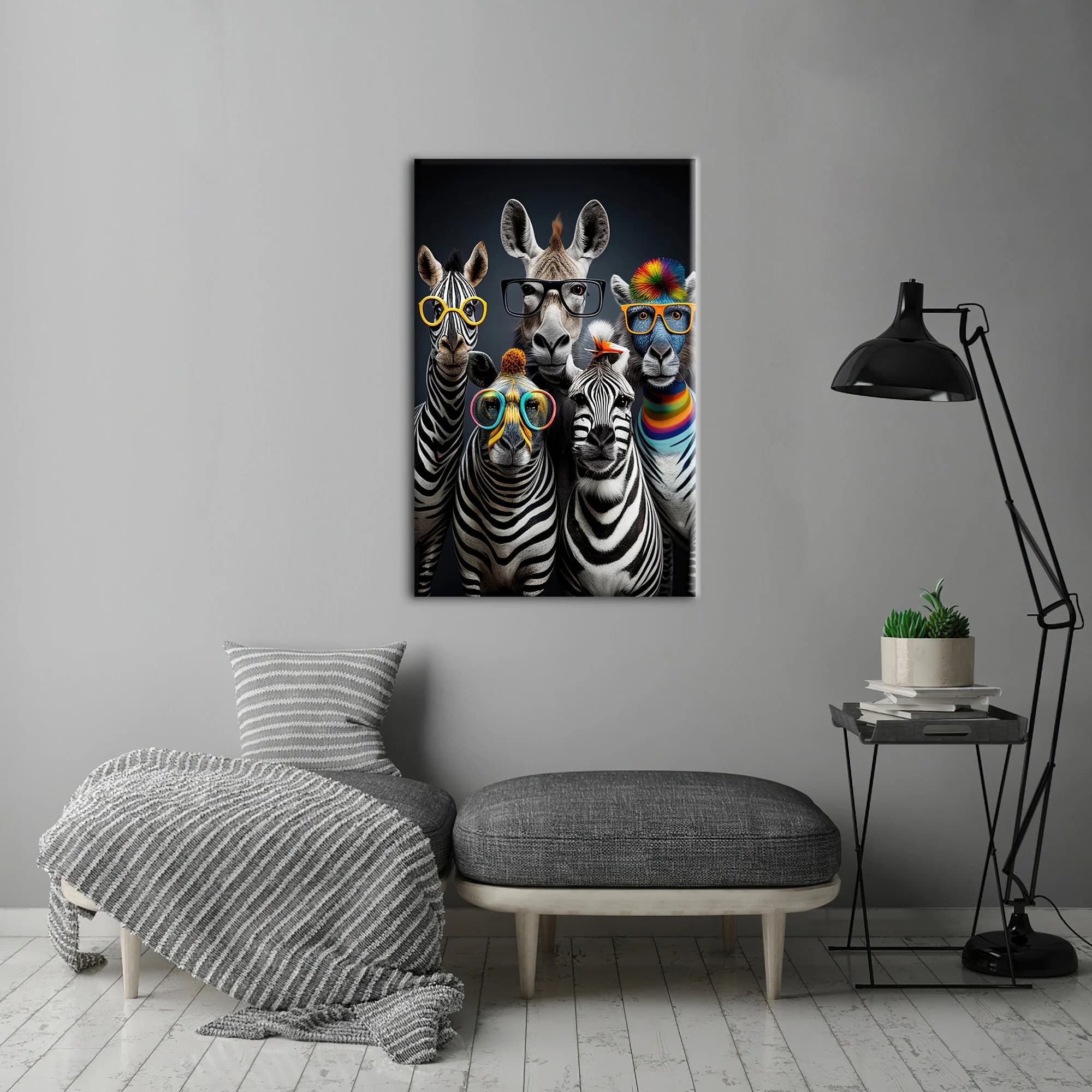 Animal Wall Decor, Zebras with Glasses Canvas, Cute Zebra Canvas Art, Framed Canvas, Funny Canvas Art, Canvas Wall Art, Modern Wall Decor, - image 4
