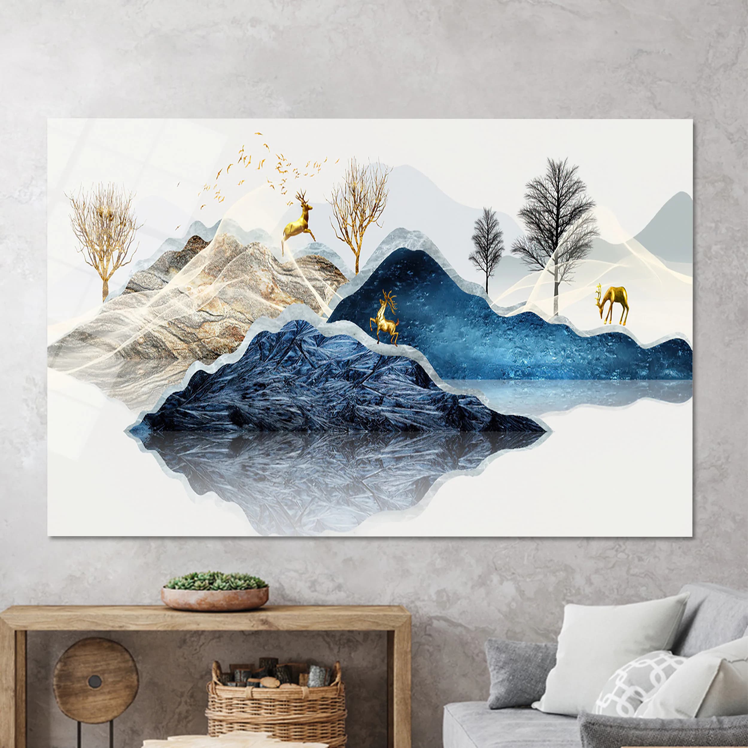 Glass Art,Abstract Mountain Wall Art,Landscape Wall Decoration,Glass Custom For Art,Glass Printing,Tree Tempered Glass, - image 3