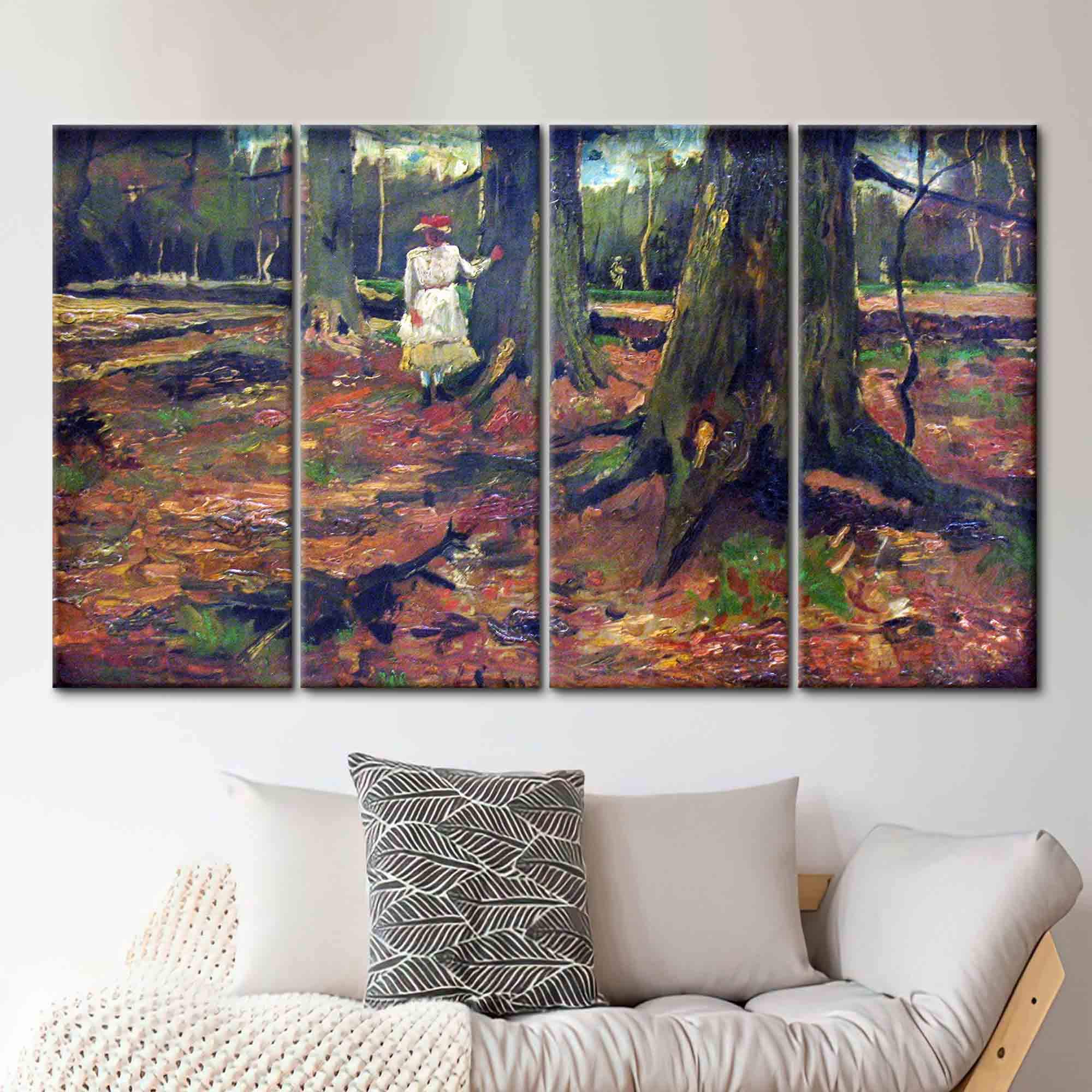 Girl in White in the Woods, Forest Landsape Artwork, Oil Painting Print, Van Gogh Forest Artwork, Famous Art Canvas, Reproduction Art, - image 4