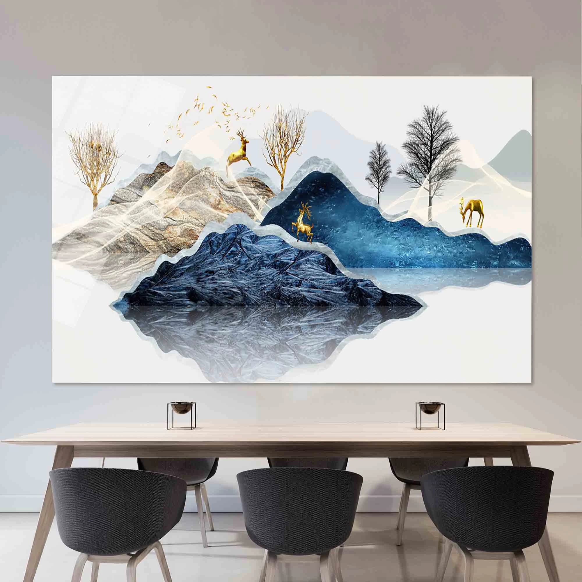 Glass Art,Abstract Mountain Wall Art,Landscape Wall Decoration,Glass Custom For Art,Glass Printing,Tree Tempered Glass, - image 5