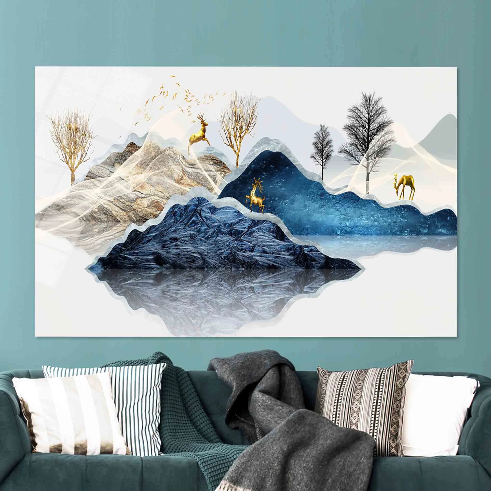 Glass Art,Abstract Mountain Wall Art,Landscape Wall Decoration,Glass Custom For Art,Glass Printing,Tree Tempered Glass, - image 4