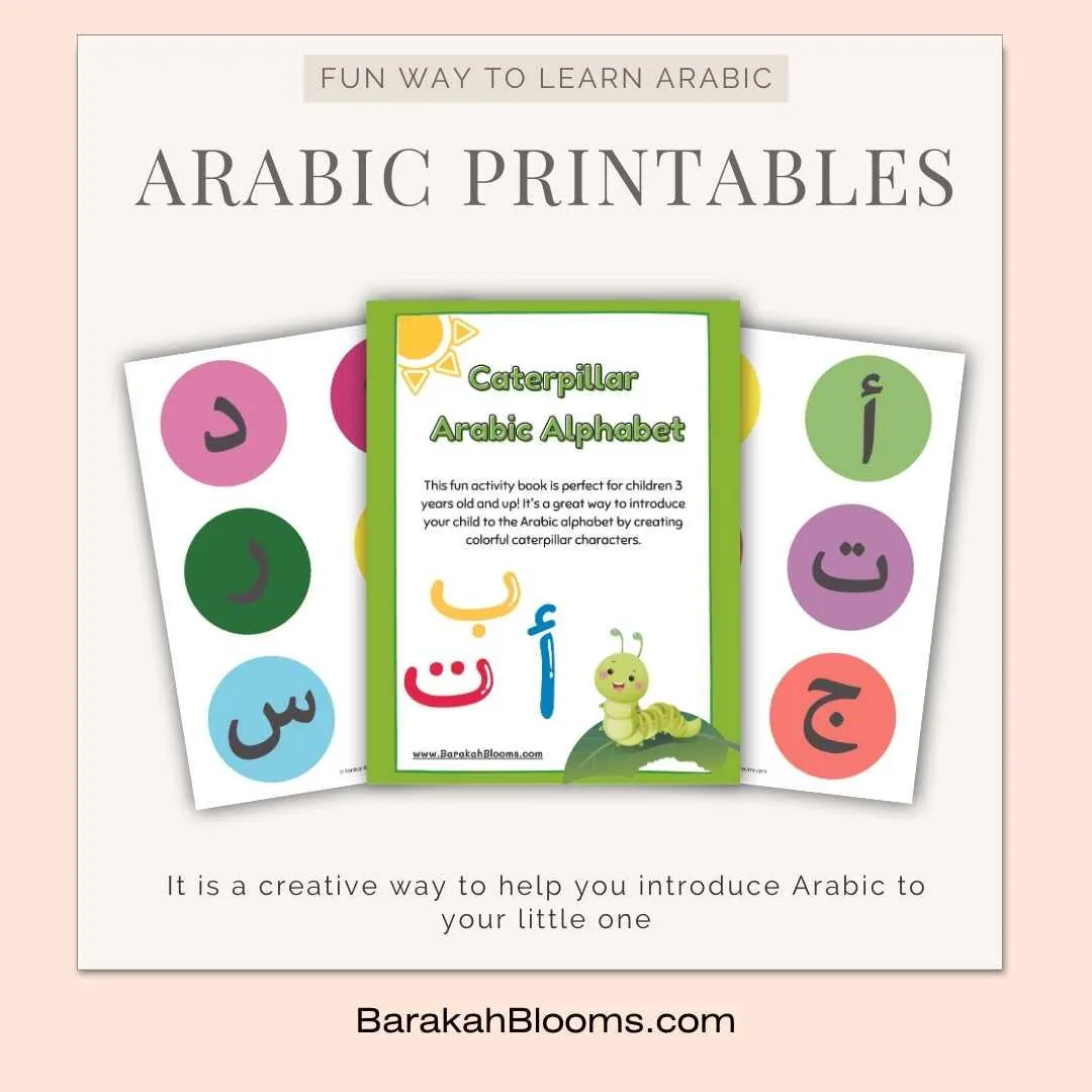 Printable Arabic Alphabet Caterpillar Worksheets: Montessori Learning (PDF) - image 2