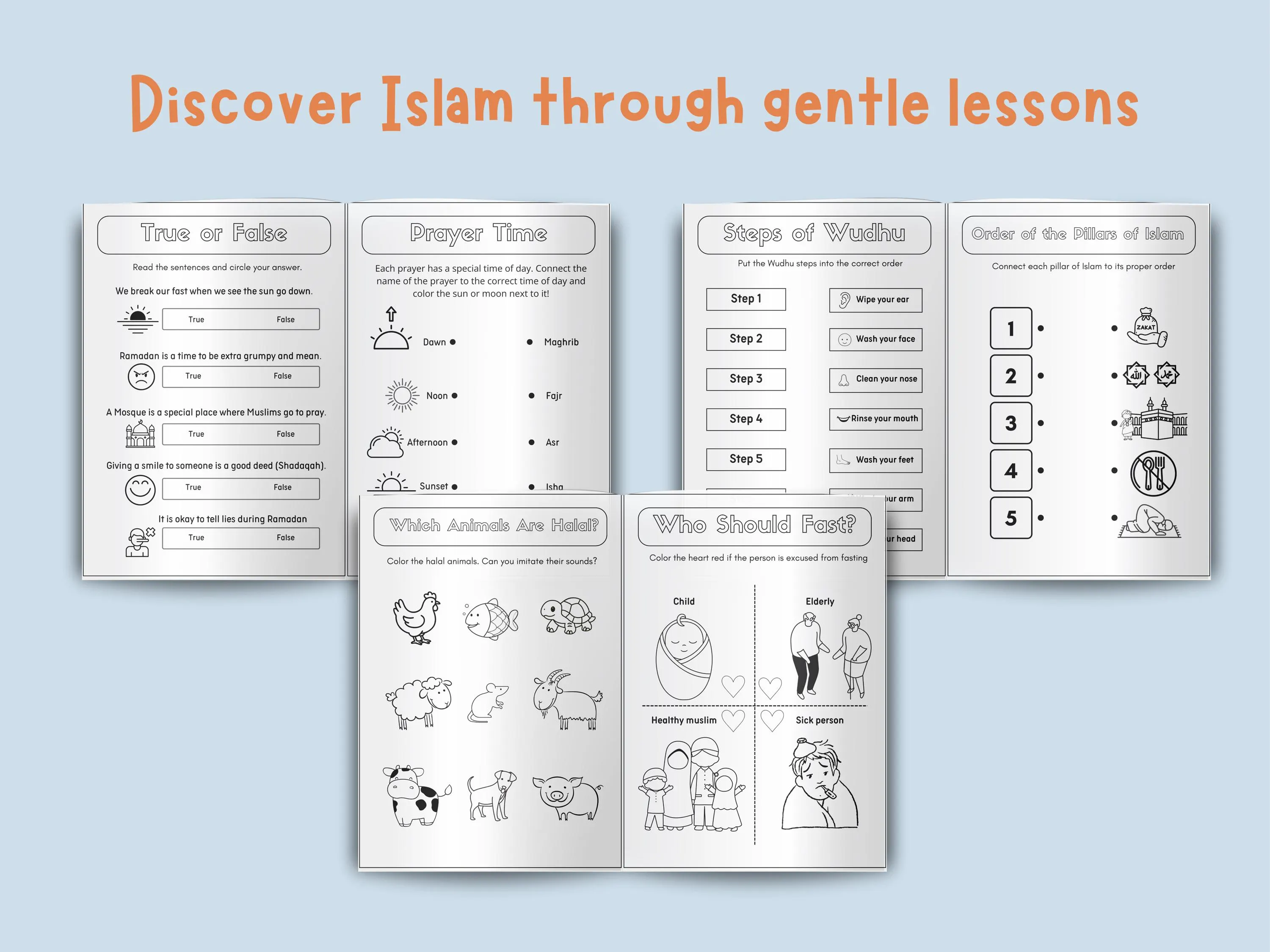 Islamic Activity Book, Learning Games Printable, Islamic Activity for Kids, Ramadan and Eid Worksheet - image 4
