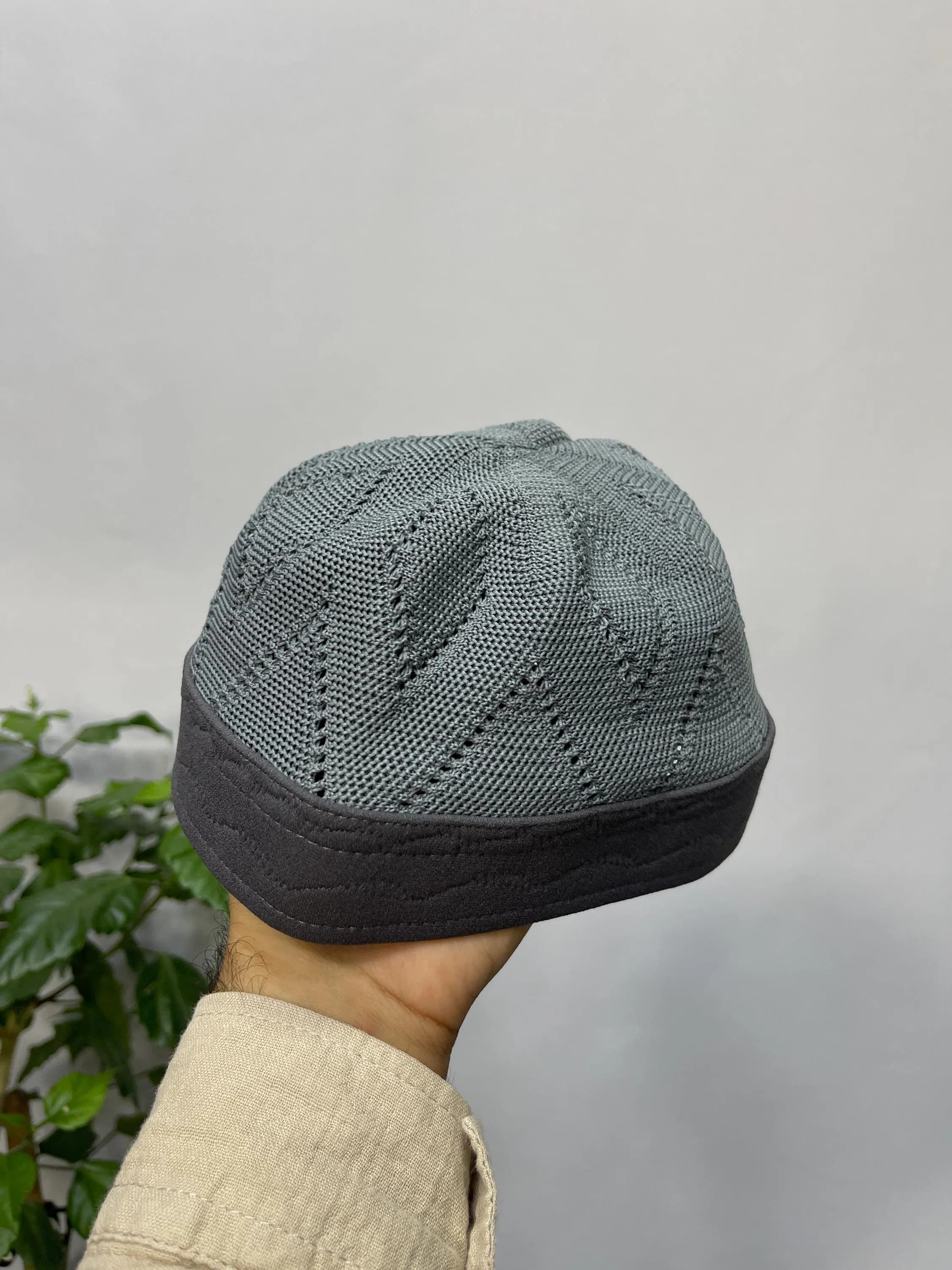 TIGHT Knit GRAY EGYPT Kufi Premium Quality Soft Kufi With Border Knit Judi/Kufi Hat Muslim Men - Islamic Gift for Him,Ramadan Gift - image 2