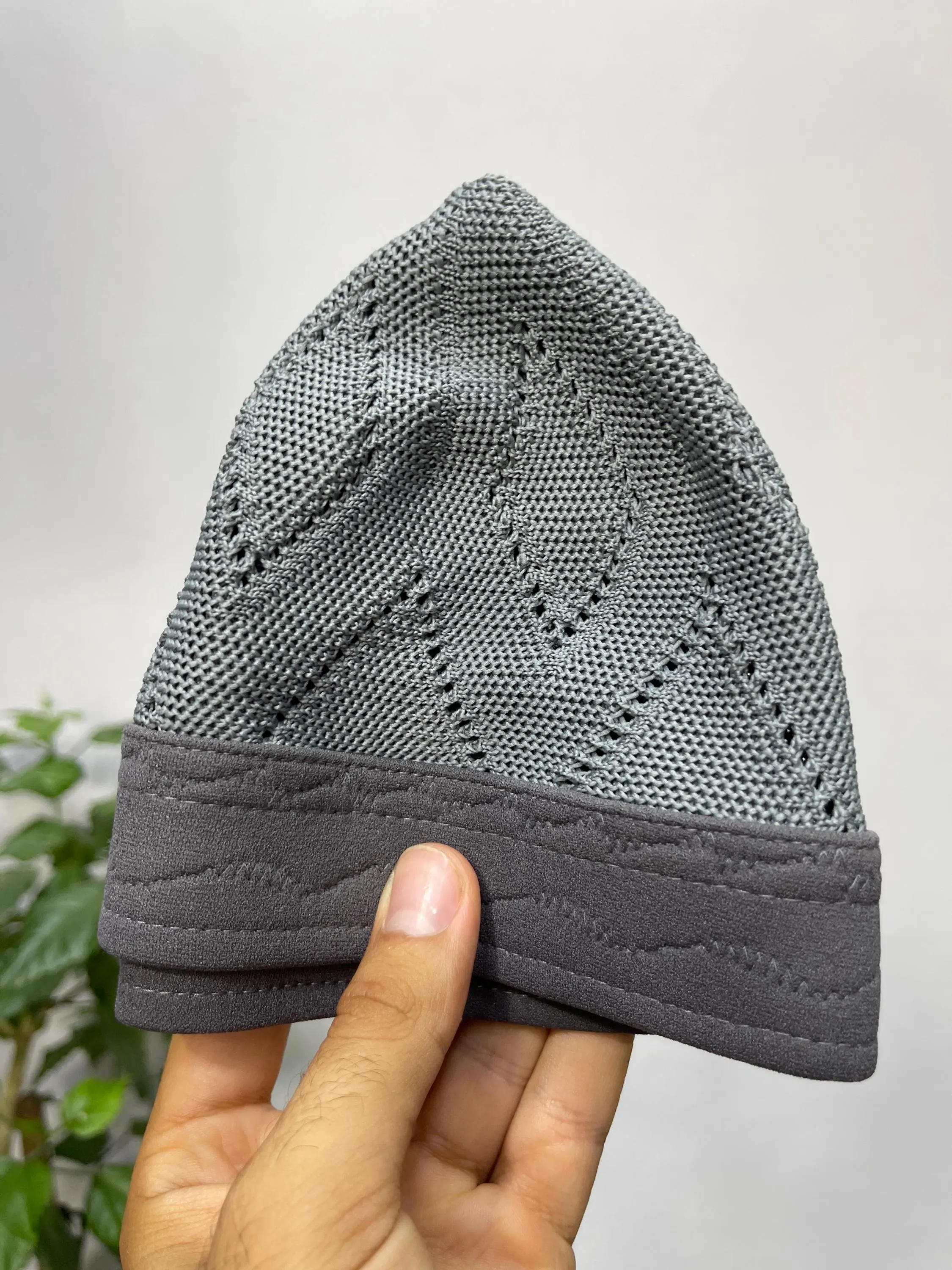 TIGHT Knit GRAY EGYPT Kufi Premium Quality Soft Kufi With Border Knit Judi/Kufi Hat Muslim Men - Islamic Gift for Him,Ramadan Gift