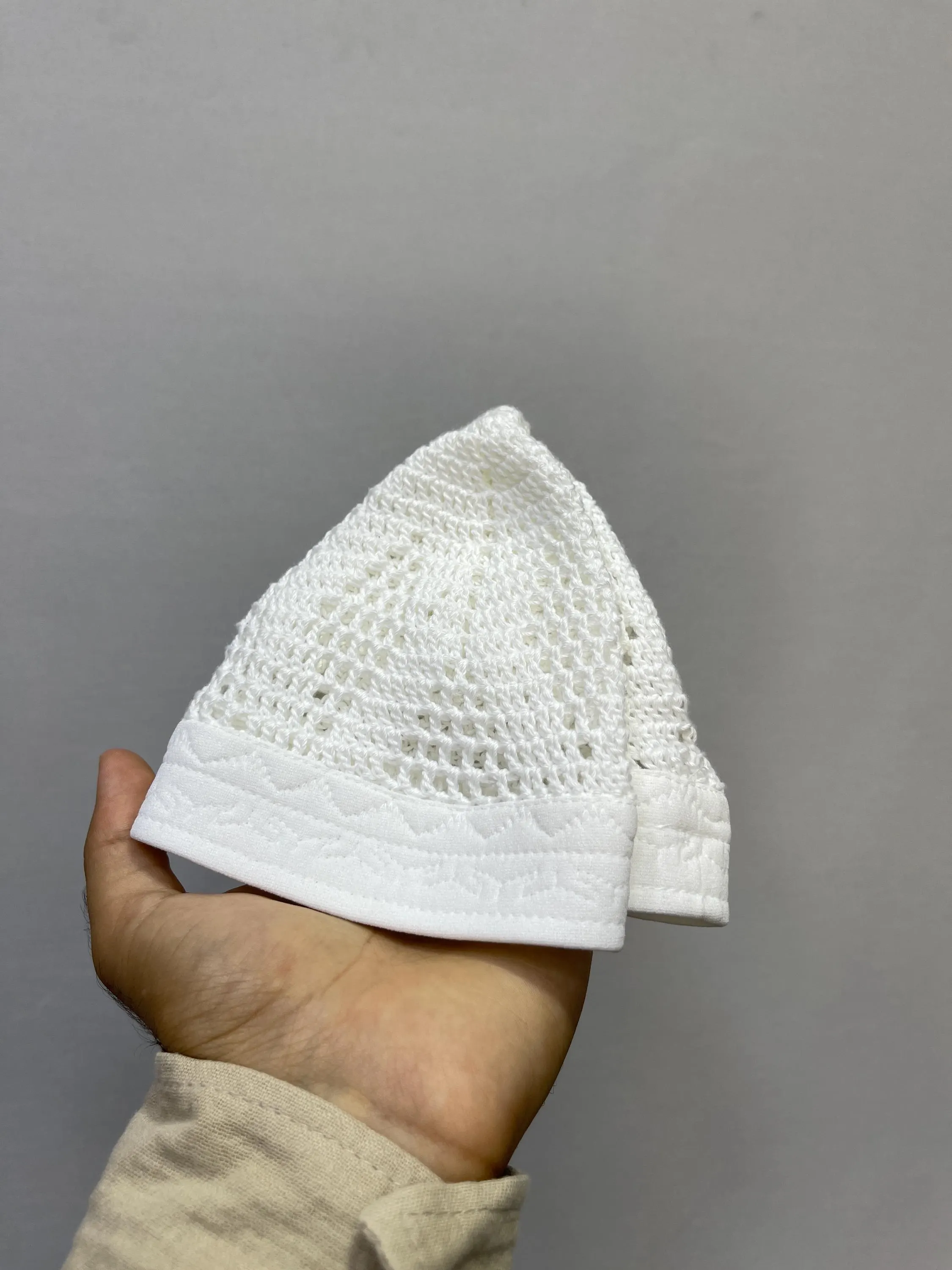HAND WHİTE EGYPT Kufi Premium Quality Soft Kufi With Border Knit Judi/Kufi Hat Muslim Men - Islamic Gift for Him,Ramadan Gift,Eid Gift - image 5