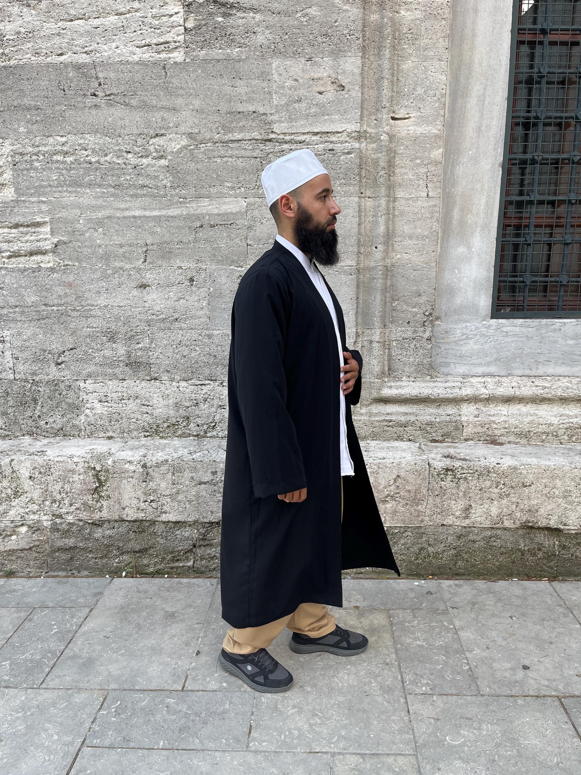 Premium Muslim Black Prayer Jubbah for Men, Turkish Islamic Robe, Soft Modest Thobe, Mosque Prayer Outfit, Eid Gift for Him - image 5