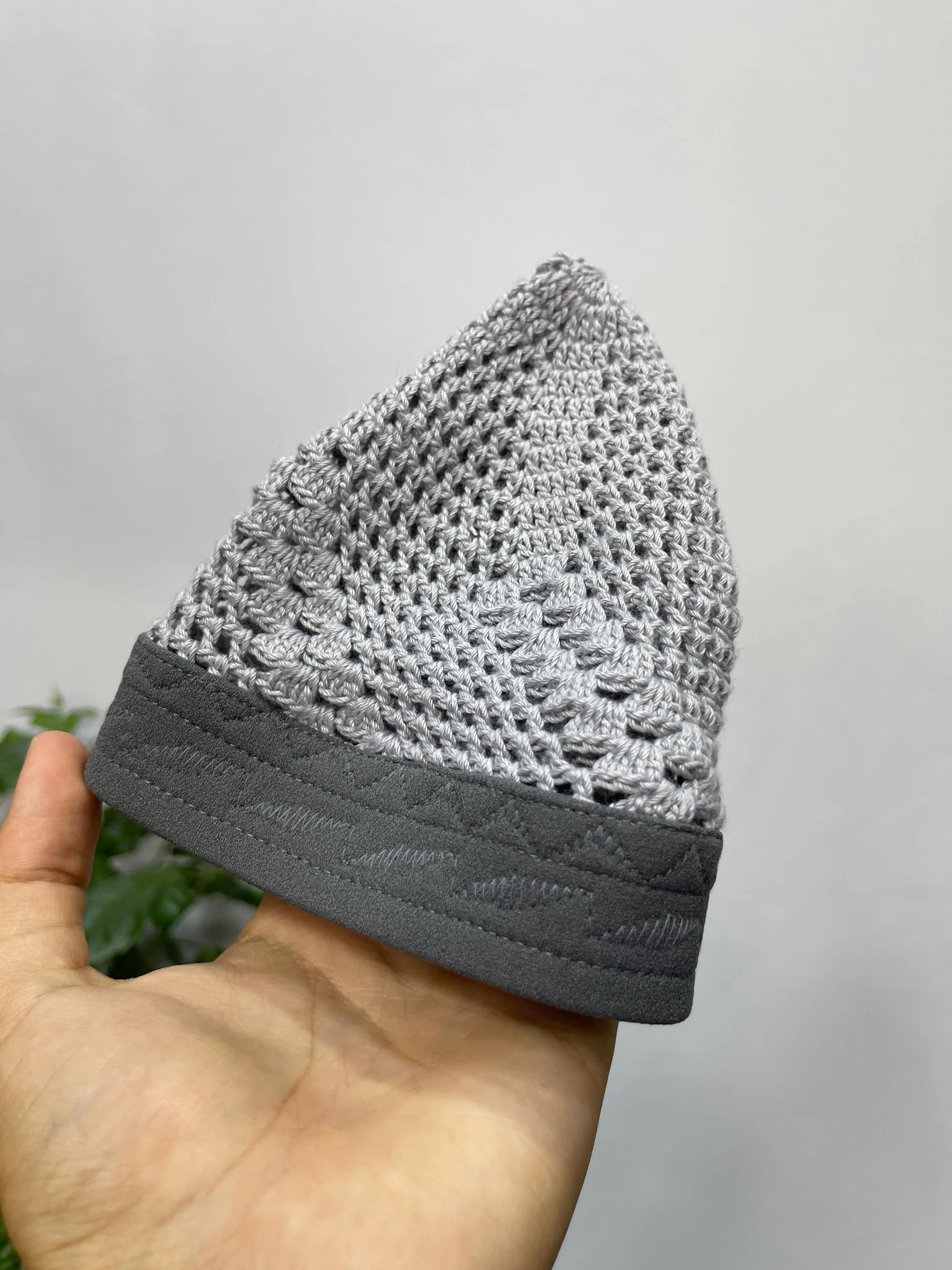 HAND GRAY EGYPT Kufi Premium Quality Soft Kufi With Border Knit Judi/Kufi Hat Muslim Men - Islamic Gift for Him,Ramadan Gift,Eid Gift