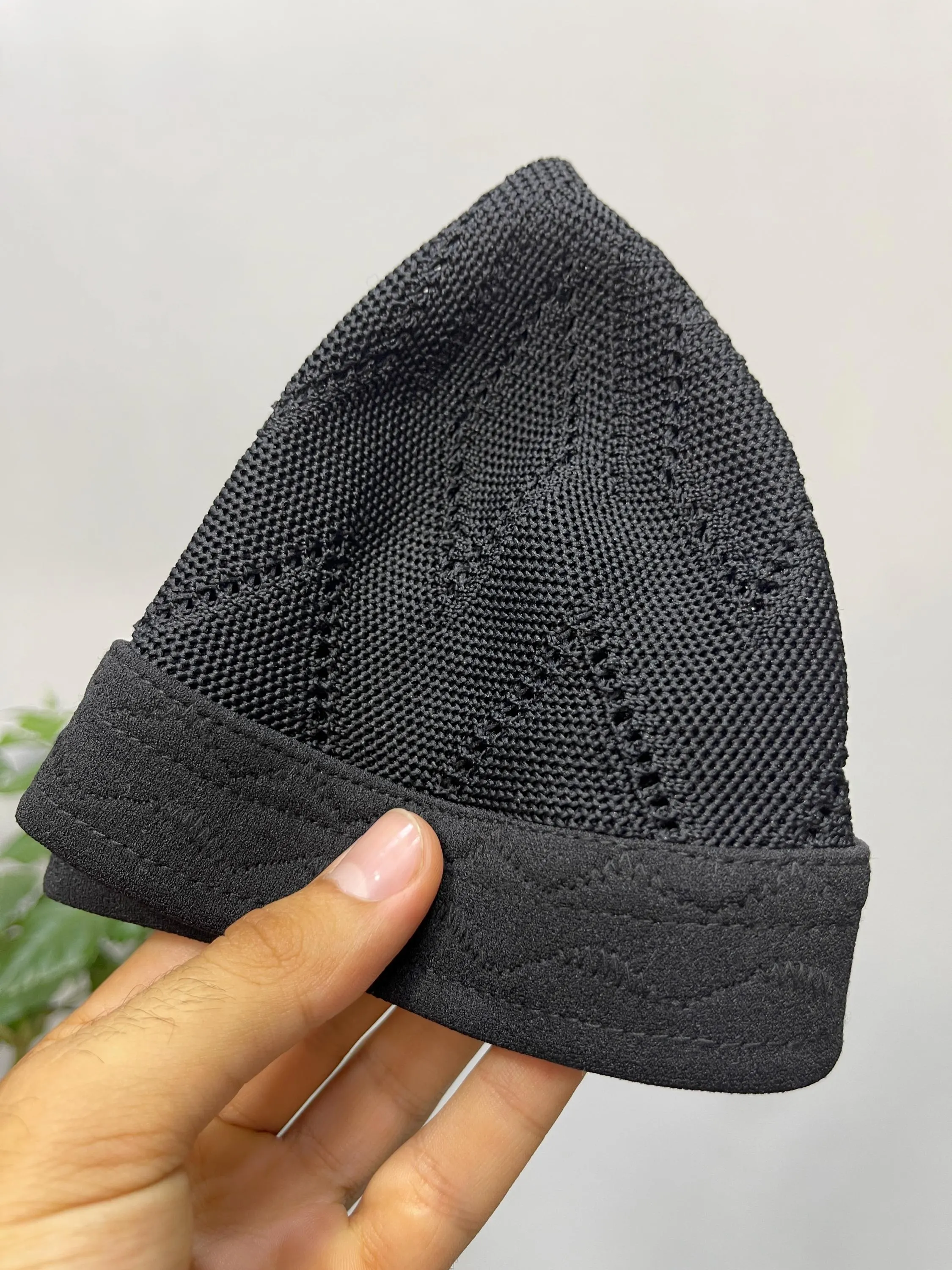 TIGHT Knit BLACK EGYPT Kufi Premium Quality Soft Kufi With Border Knit Judi/Kufi Hat Muslim Men - Islamic Gift for Him,Ramadan Gift