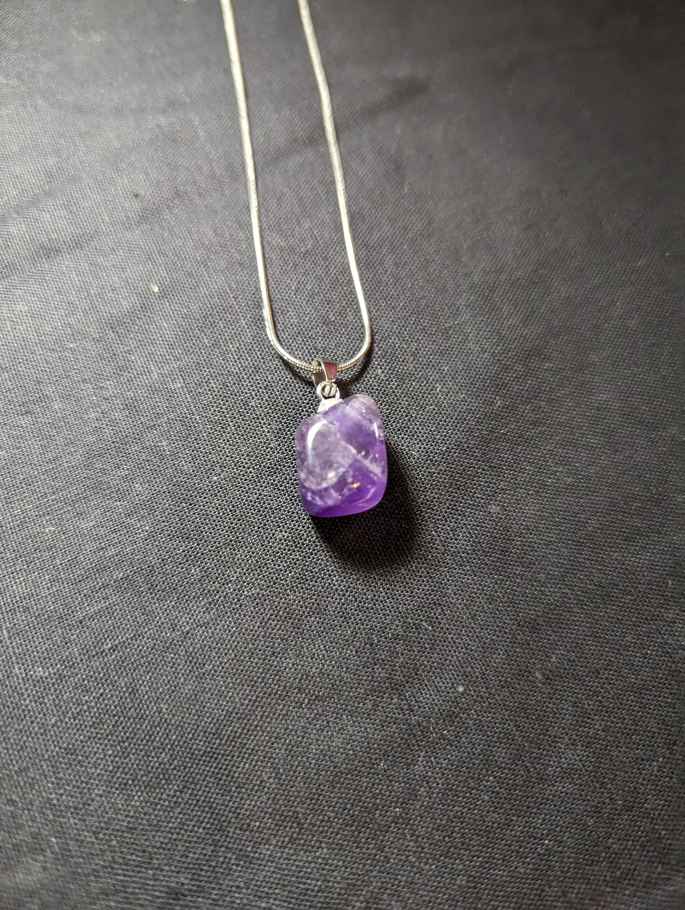 Natural Amethyst pendant and chain necklace