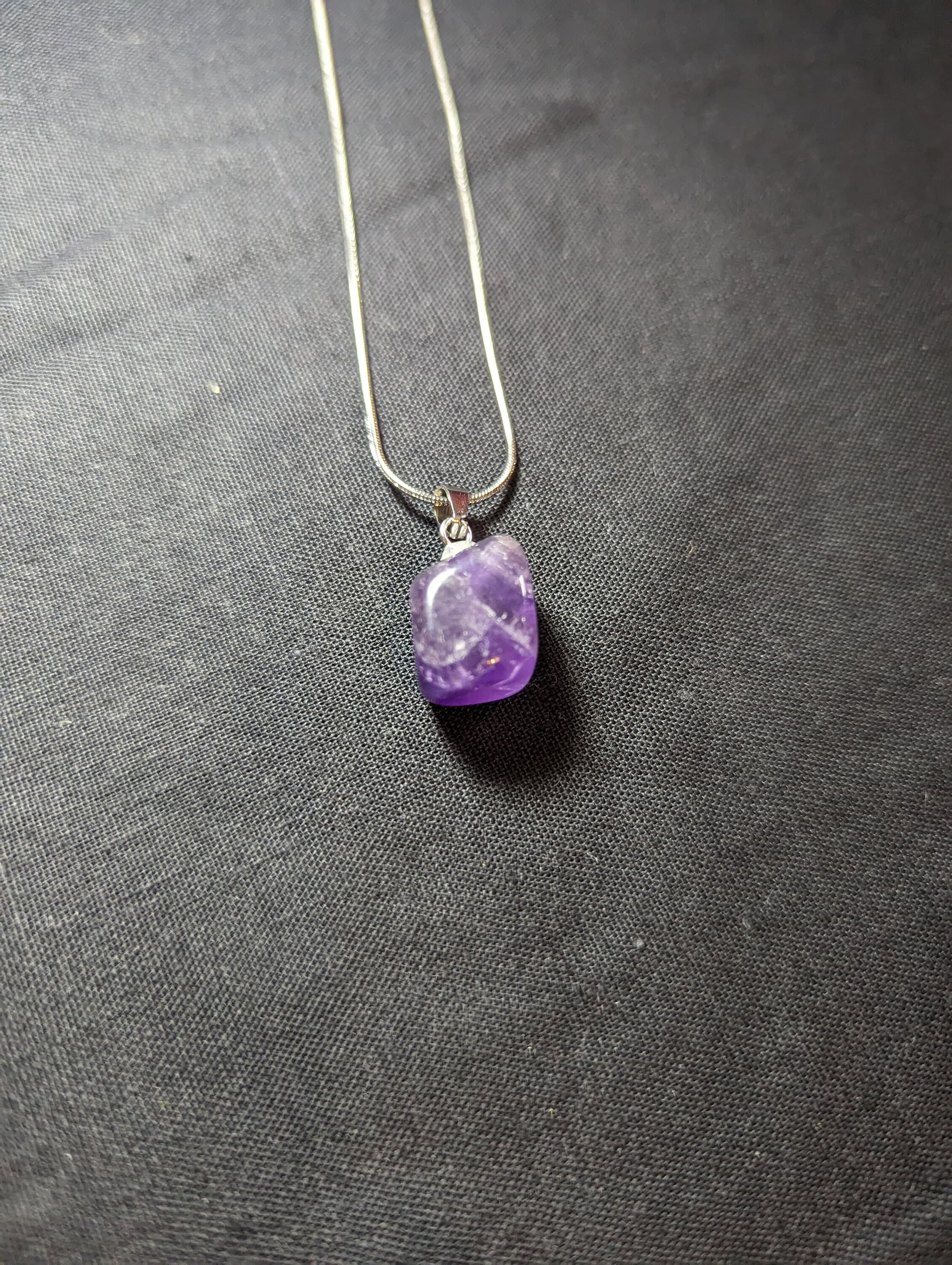 Natural Amethyst pendant and chain necklace - image 3