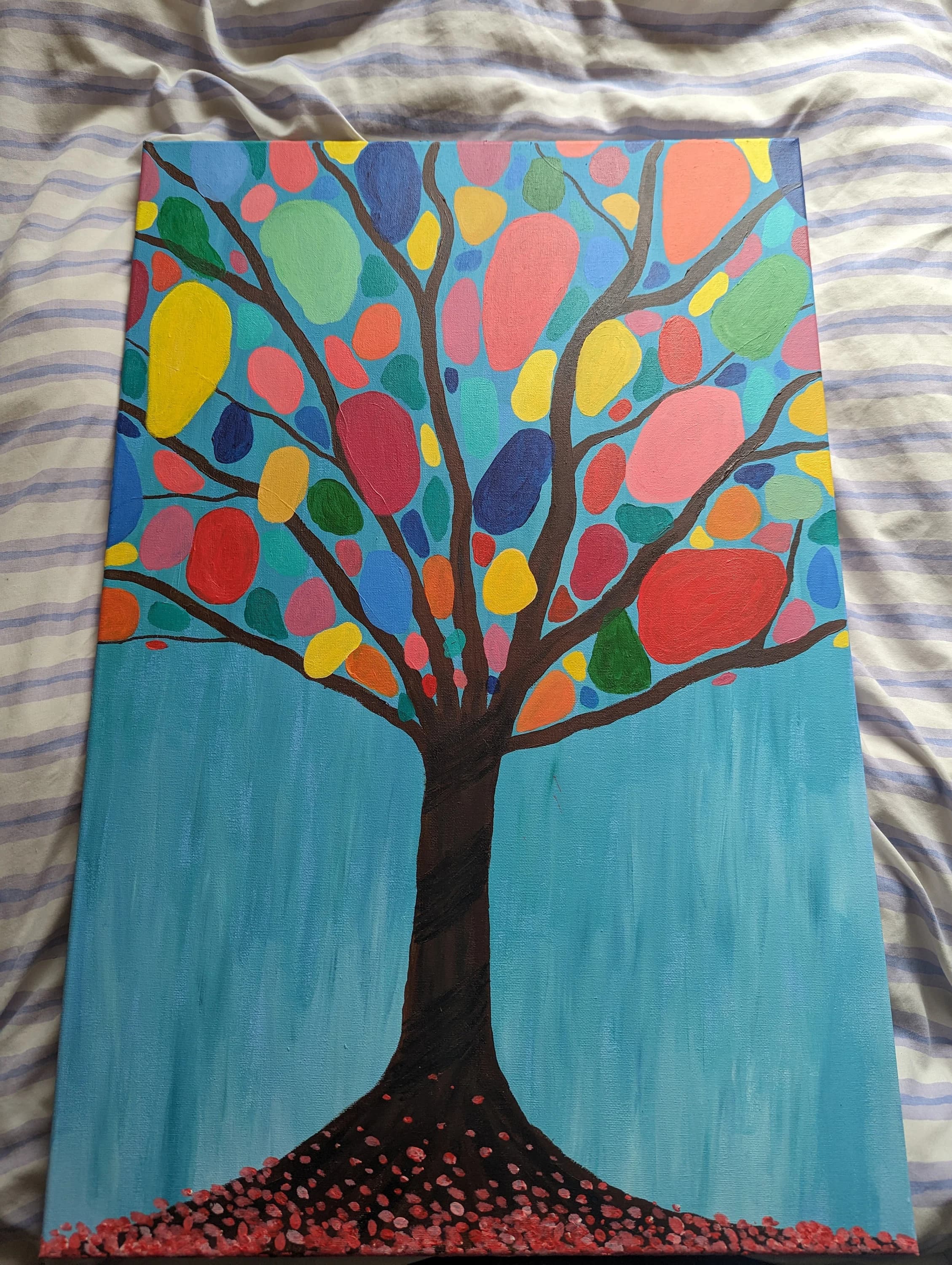 Original acrylic painting of colourful tree , perfect gift or display piece
