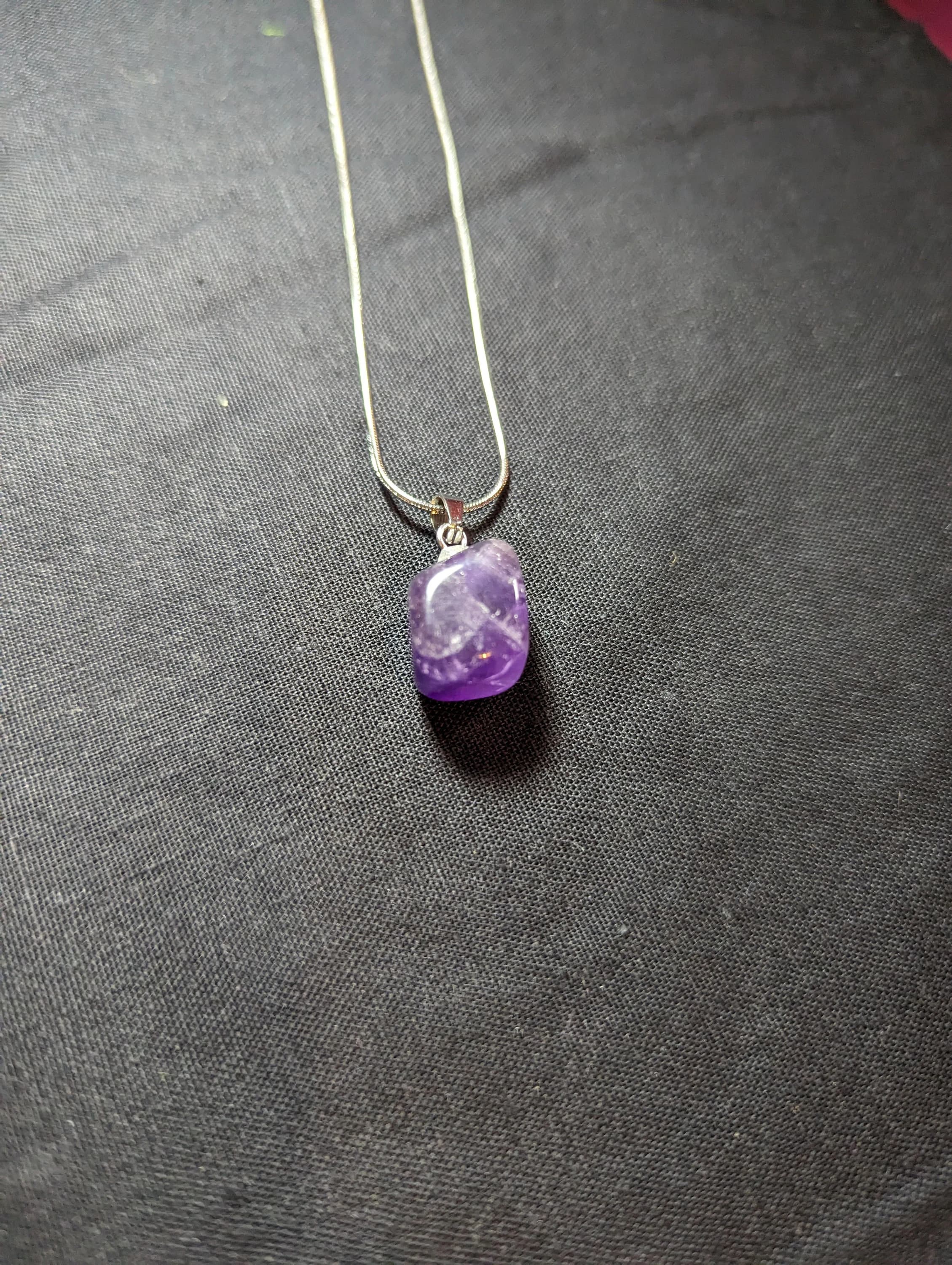 Natural Amethyst pendant and chain necklace - image 4