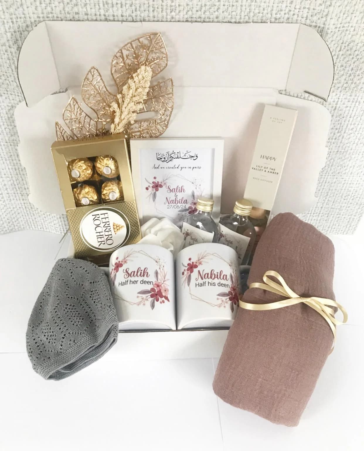 Luxury Personalised Couples Hamper Box Islamic Gift Revert Modest Hijabi Nikah Engagement Wedding Walimah Umrah Hajj New Home New Parents - image 5