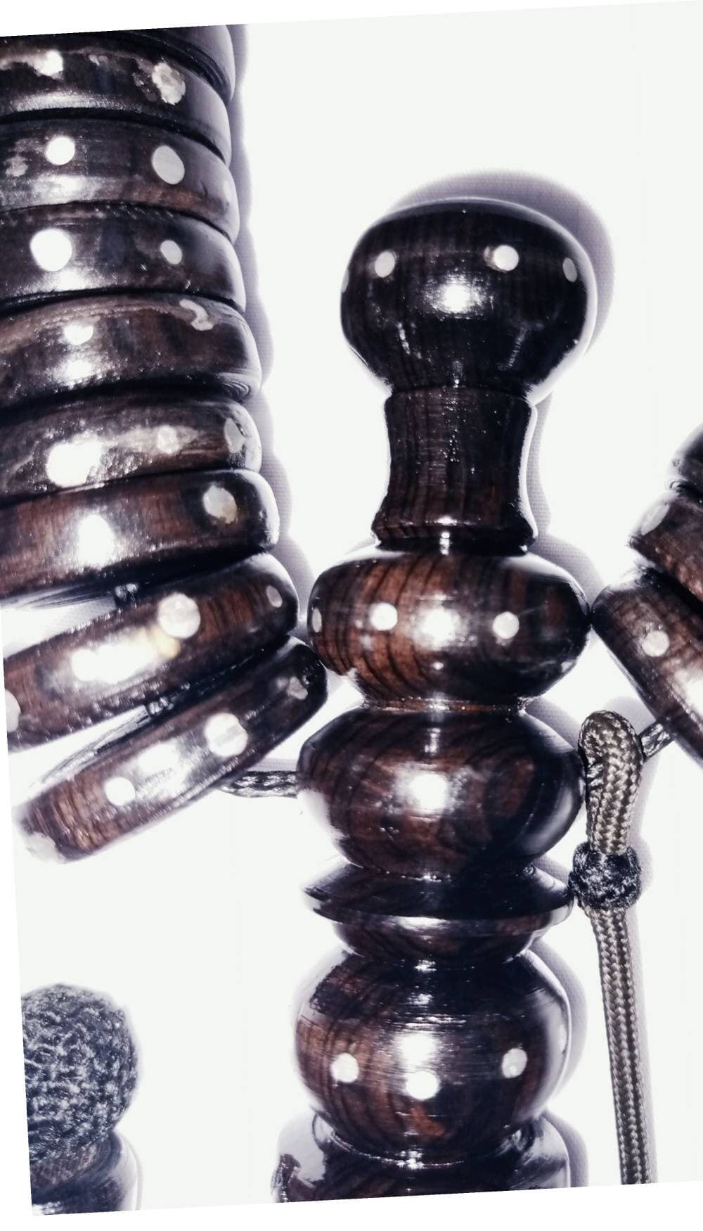 Authentic BayeFall Dhikr Tasbih - Handcrafted Ebony Prayer Beads with Silver Metal Inlay - image 4