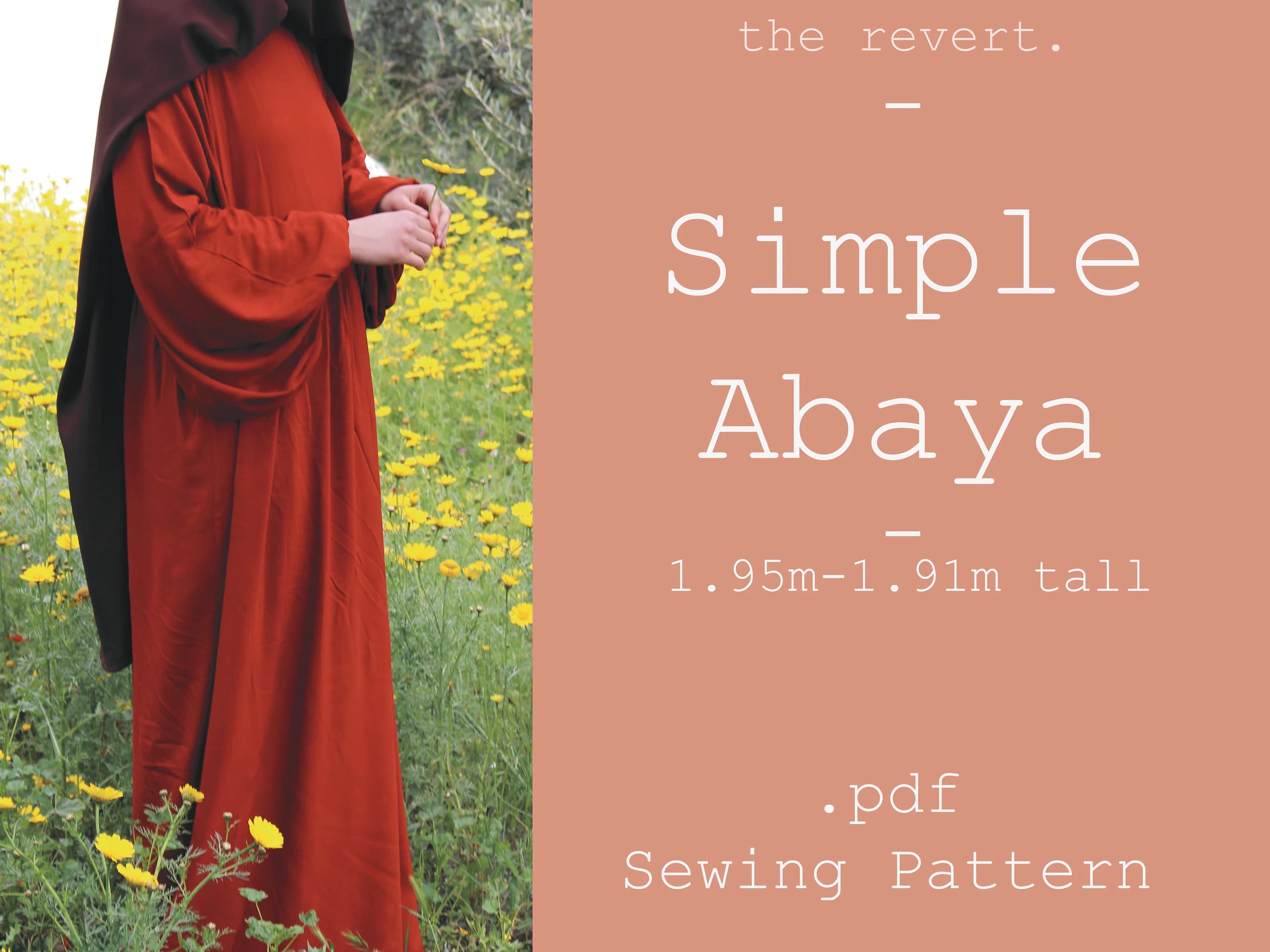 Simple Abaya Sewing Pattern (.pdf) | 1.95m-1.91m tall |