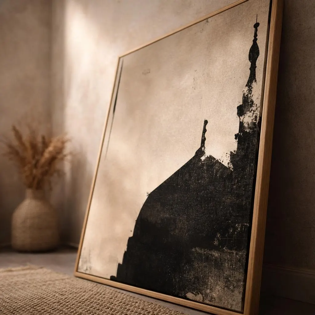 Wabi Sabi Masjid An-Nabawi Canvas Minimalist Giclée Fine Art Print Abstract Madinah Mosque Islamic Modern Minimal Neutral Art Muslim Home - image 3