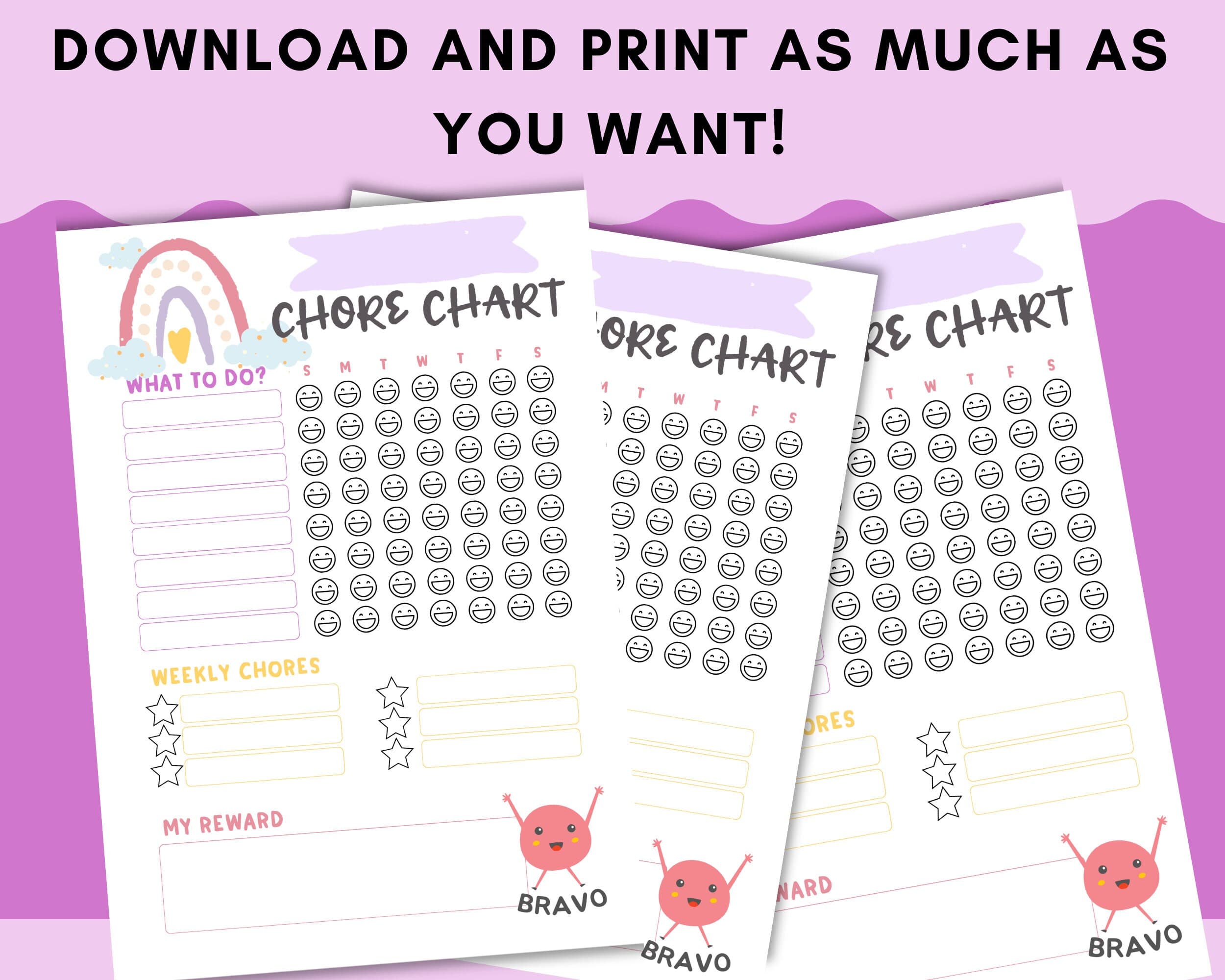 Printable Kids Chore Chart, Responsibility Tracker (Digital Download) - image 5
