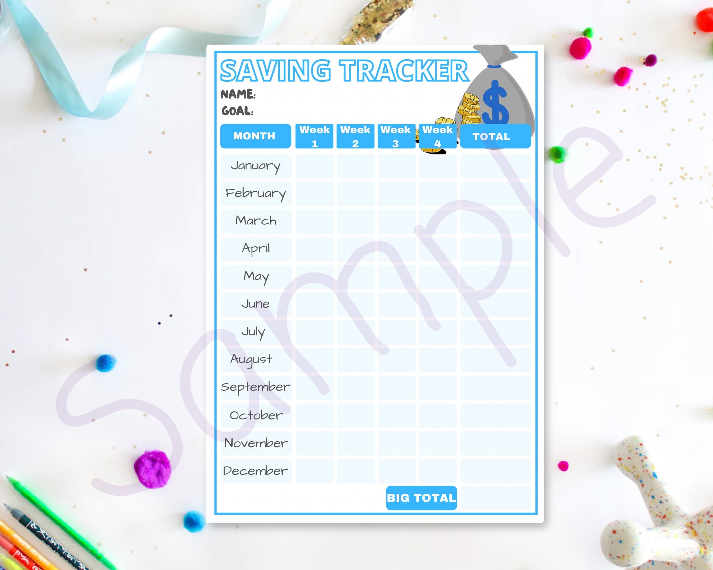 Printable Kids Saving Tracker, Allowance Log, Money Management (Digital Download) - image 3