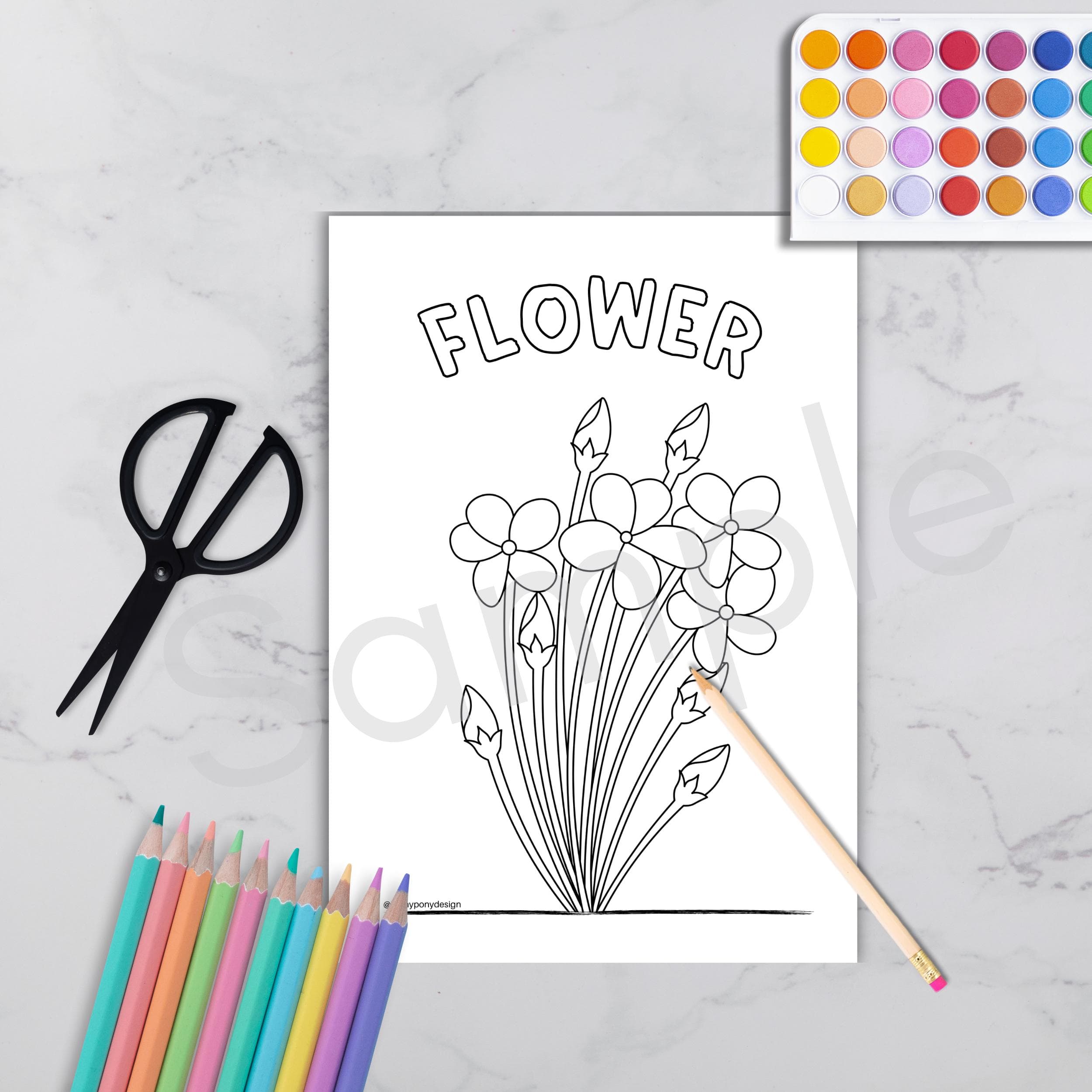 Flower Coloring Book for Kids, Preschool Activity (PDF Pattern) - image 4