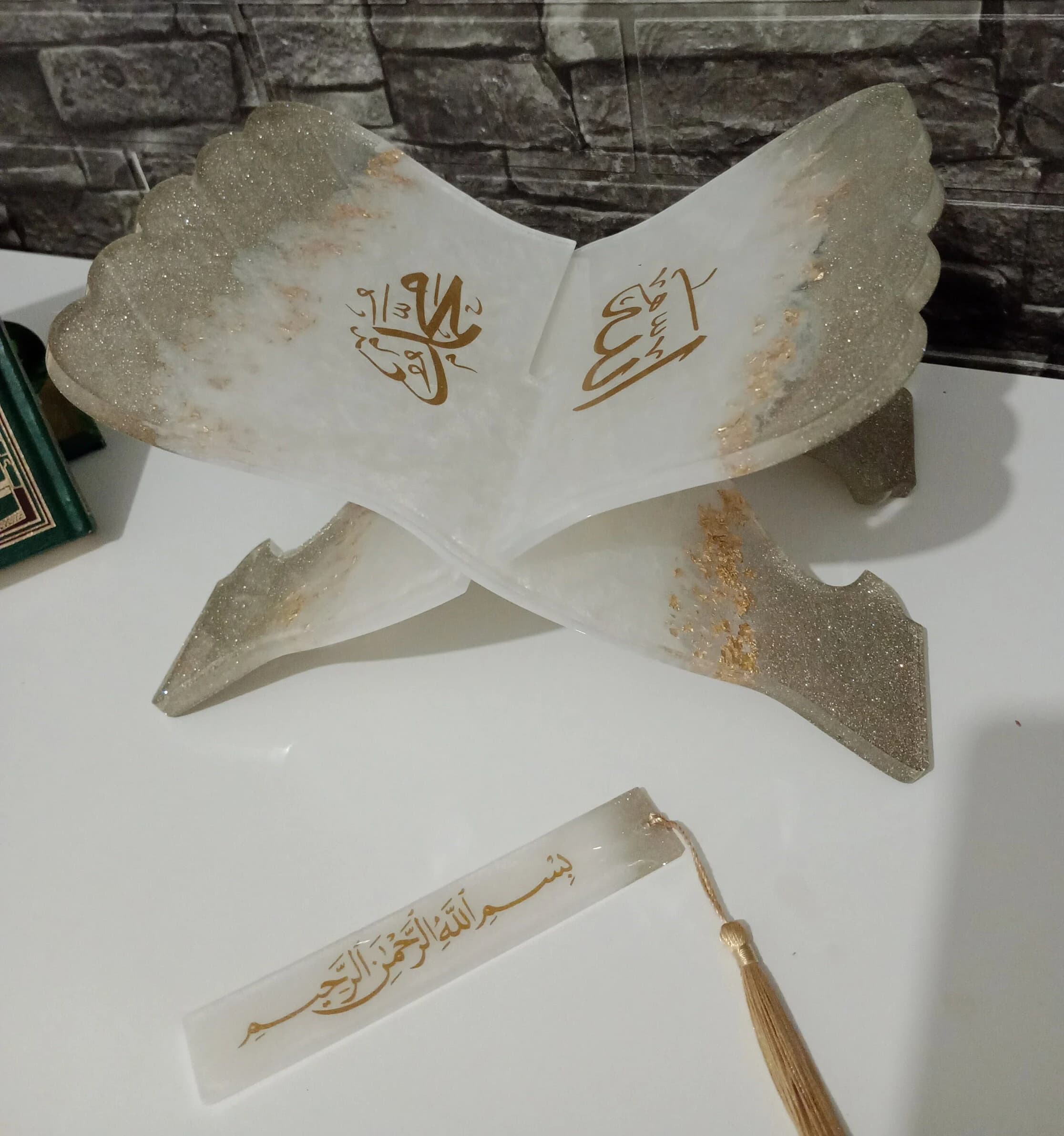 resin Stand,HANDMADE Resin Quran Stand with bookmark ,Resin Quran Holder, Book Holder, Islamic Gifts Portable Sturdy Lightweight Bookstand - image 3