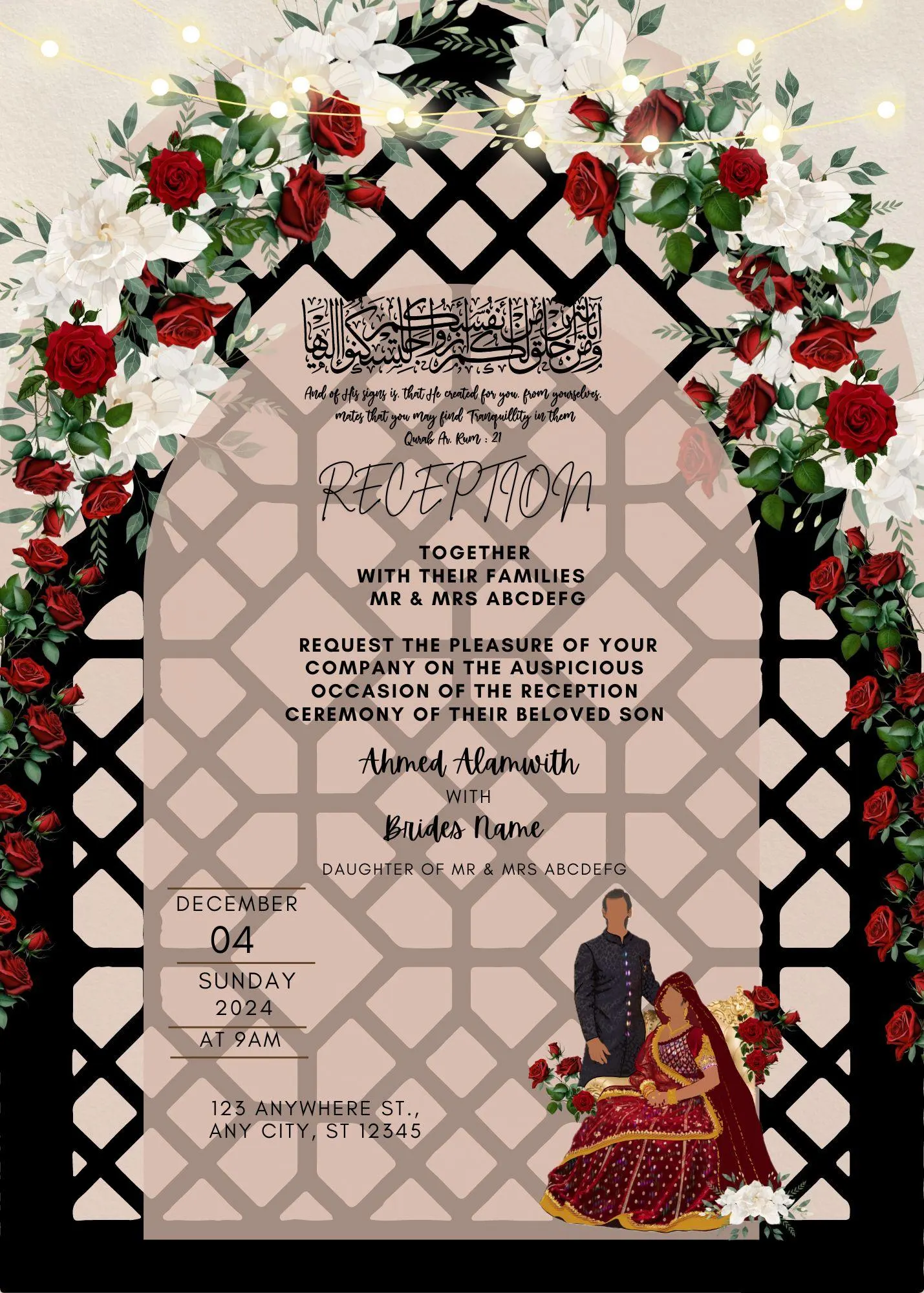Custom Islamic Wedding Invitation: Pakistani Dulha Dulhan Card (Digital File) - image 5