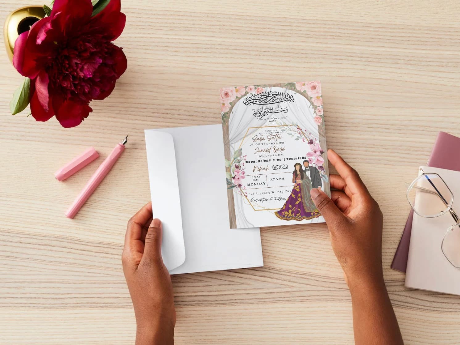 Floral Islamic Wedding Invitation: Custom Nikkah Card (Digital/Printable) - image 5