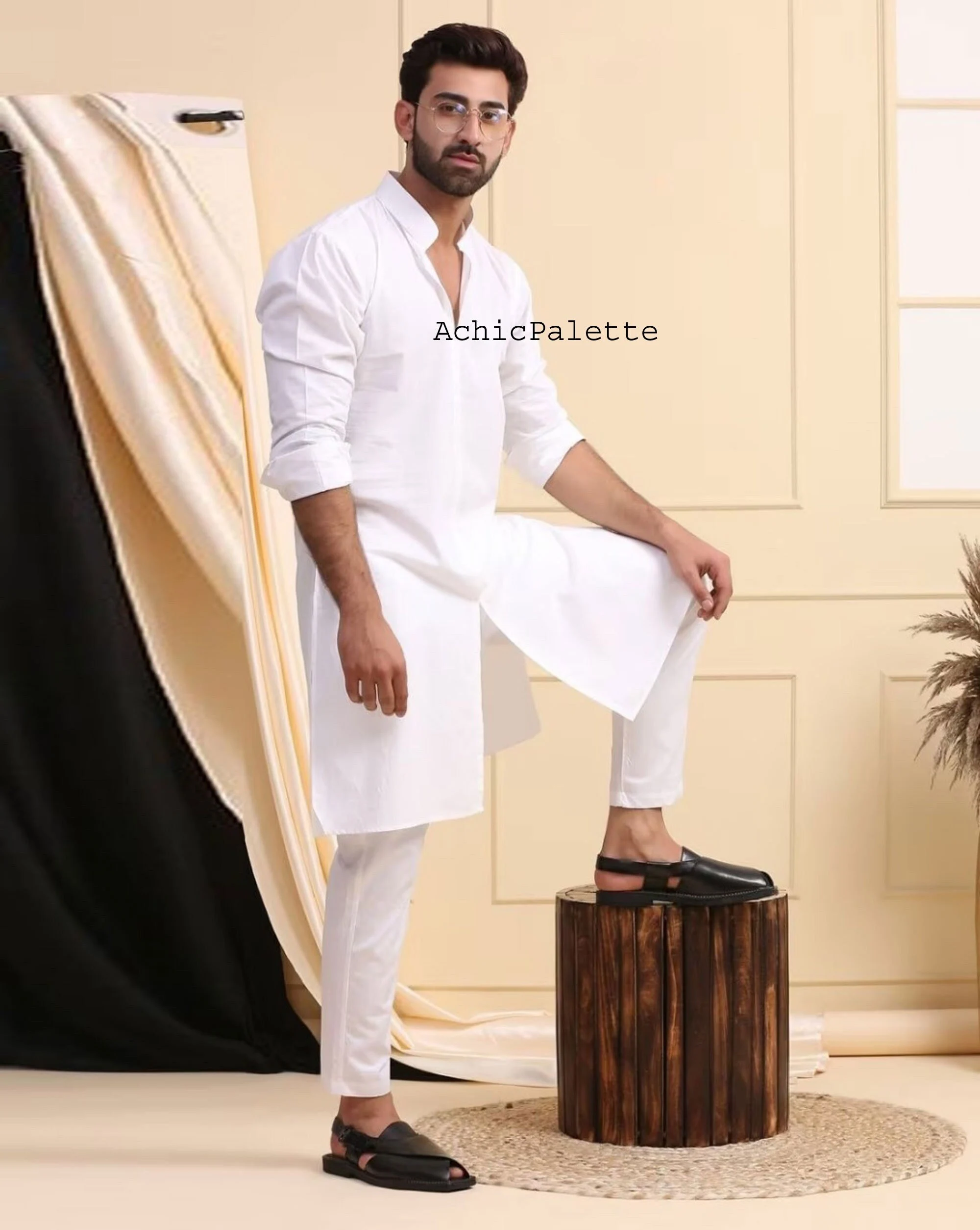 Handmade Cotton Kurta Pajama Set: Men's Shalwar Kameez, Plus Size Available