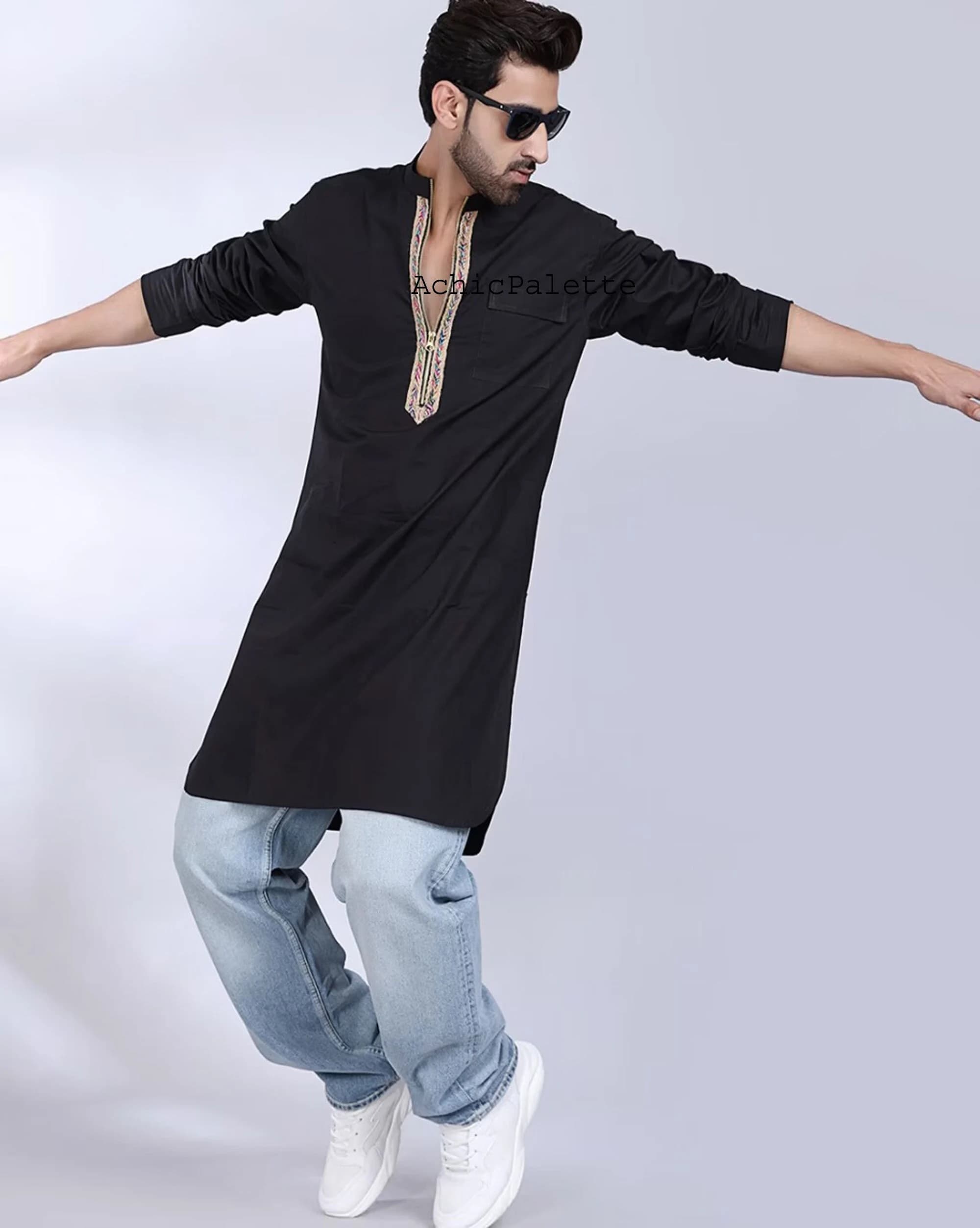 Black cotton shirt kurta top tunic Long kurta all color Party Wear Kurta Solid Color White Plus size Available ACP