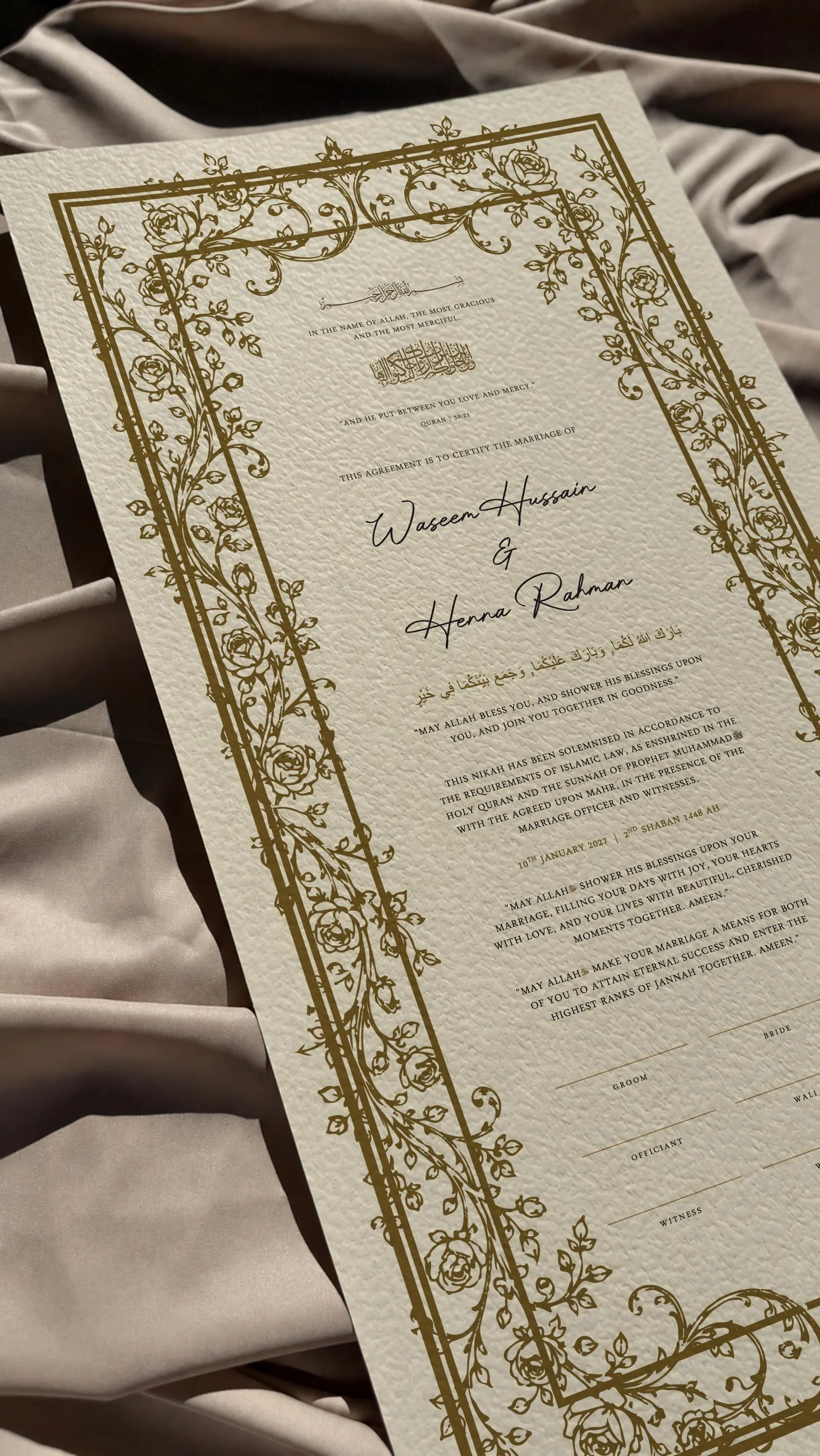 Nikah Certificate, Muslim Wedding Certificate, Islamic Wedding Certificate, Personalized Nikah, Marriage Certificate - image 5