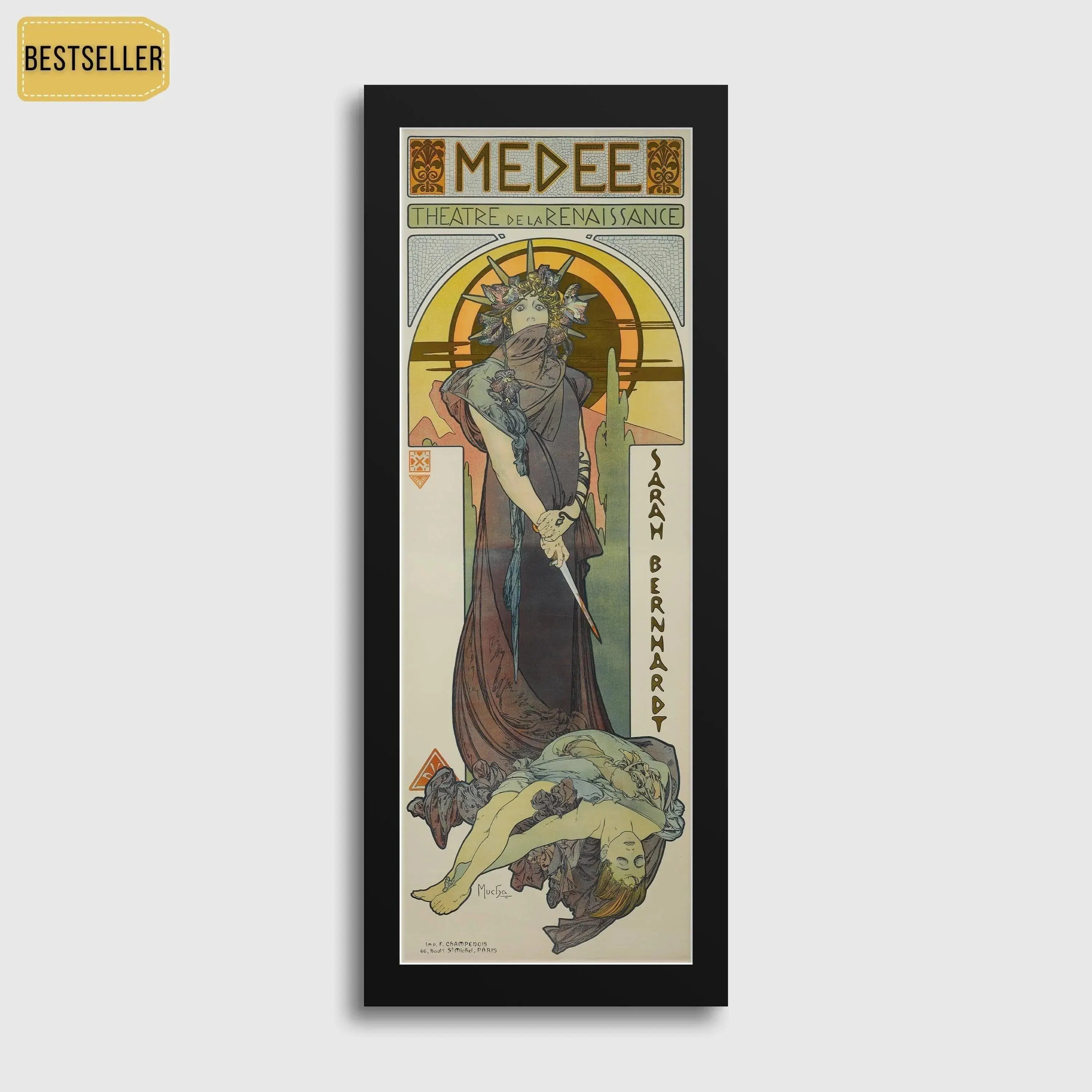 Alphonse Mucha Medee Vintage Theatre Poster: Framed Art Nouveau Print - 9ArtPrints