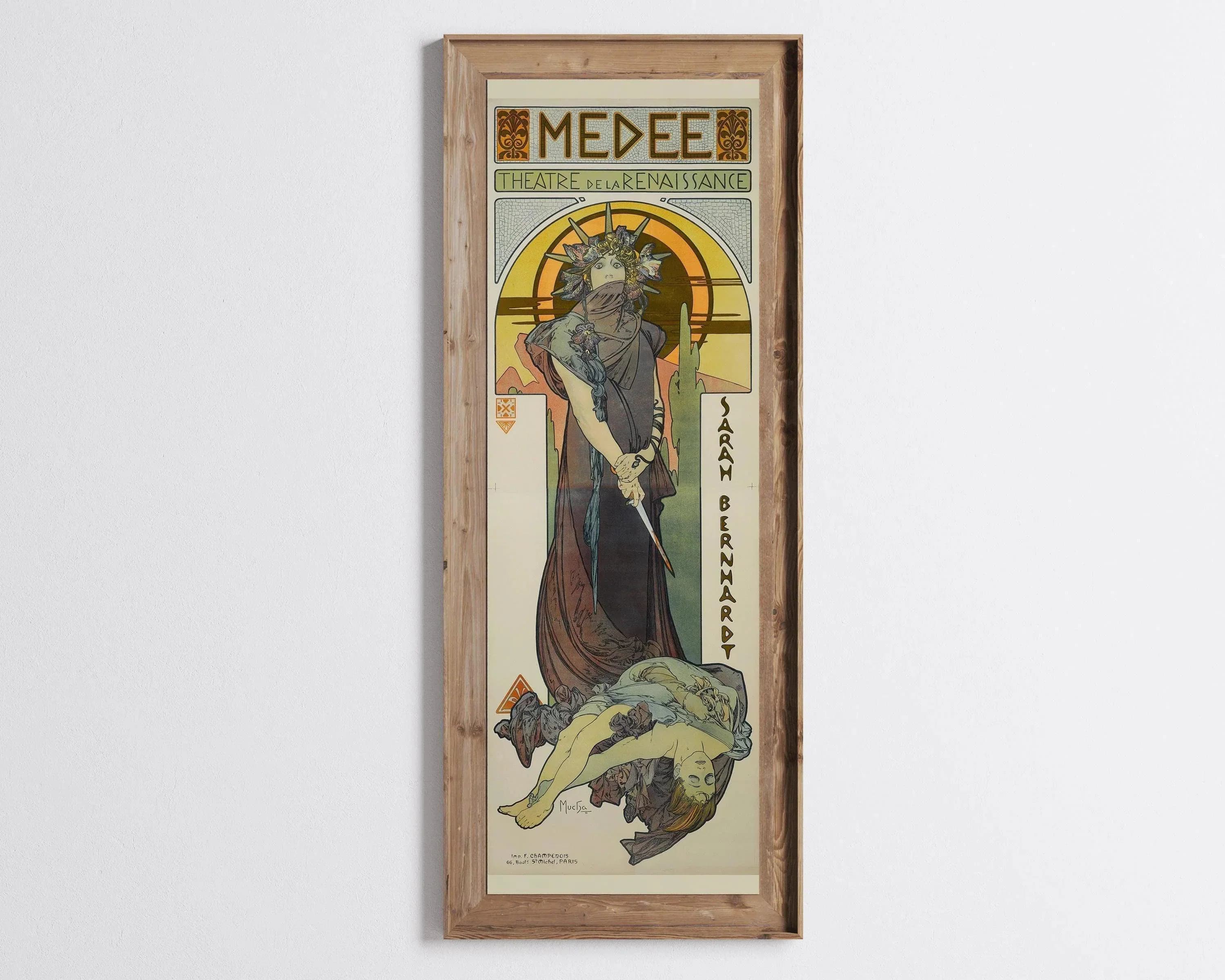 Alphonse Mucha Medee Vintage Theatre Poster: Framed Art Nouveau Print - 9ArtPrints
