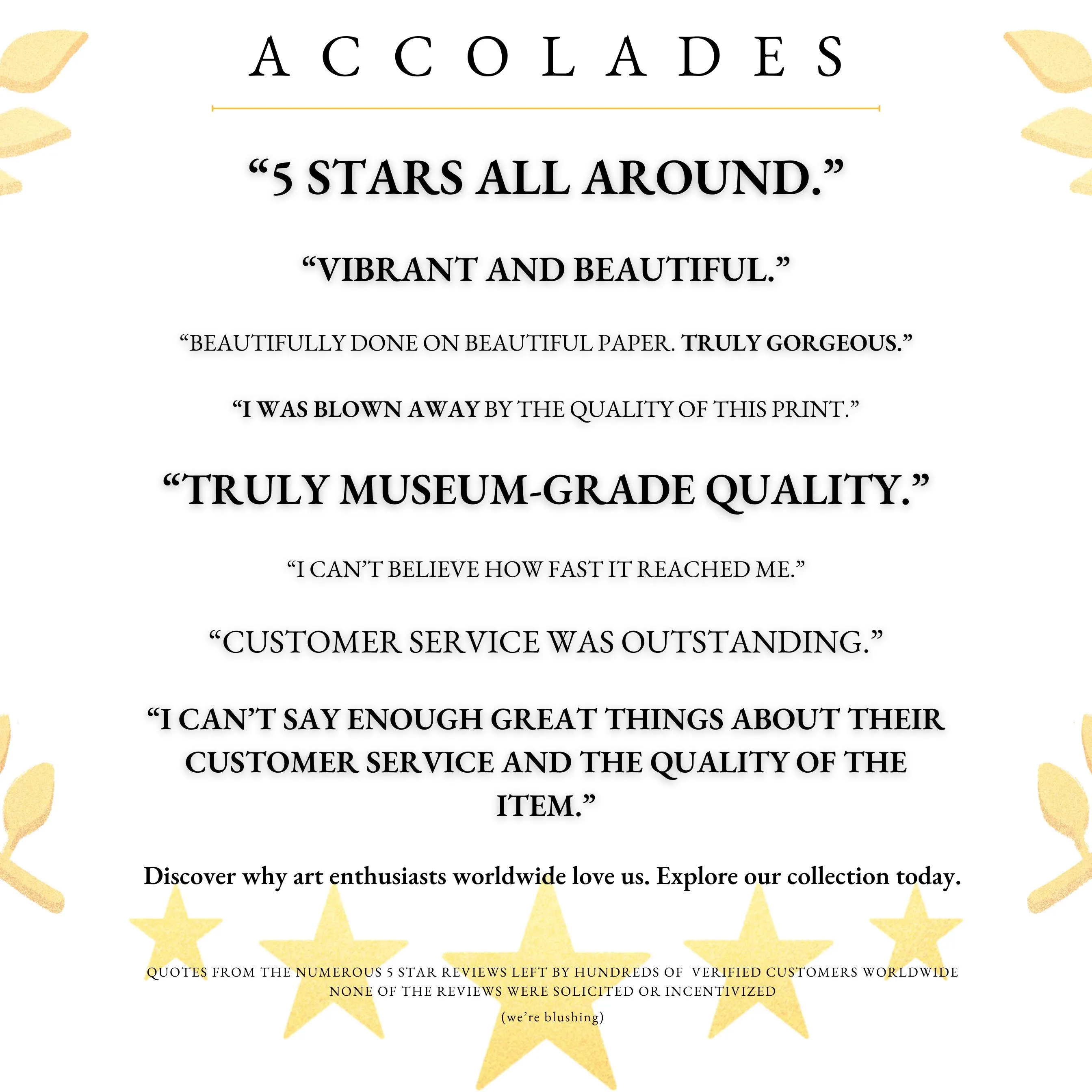 a white poster with gold stars on it