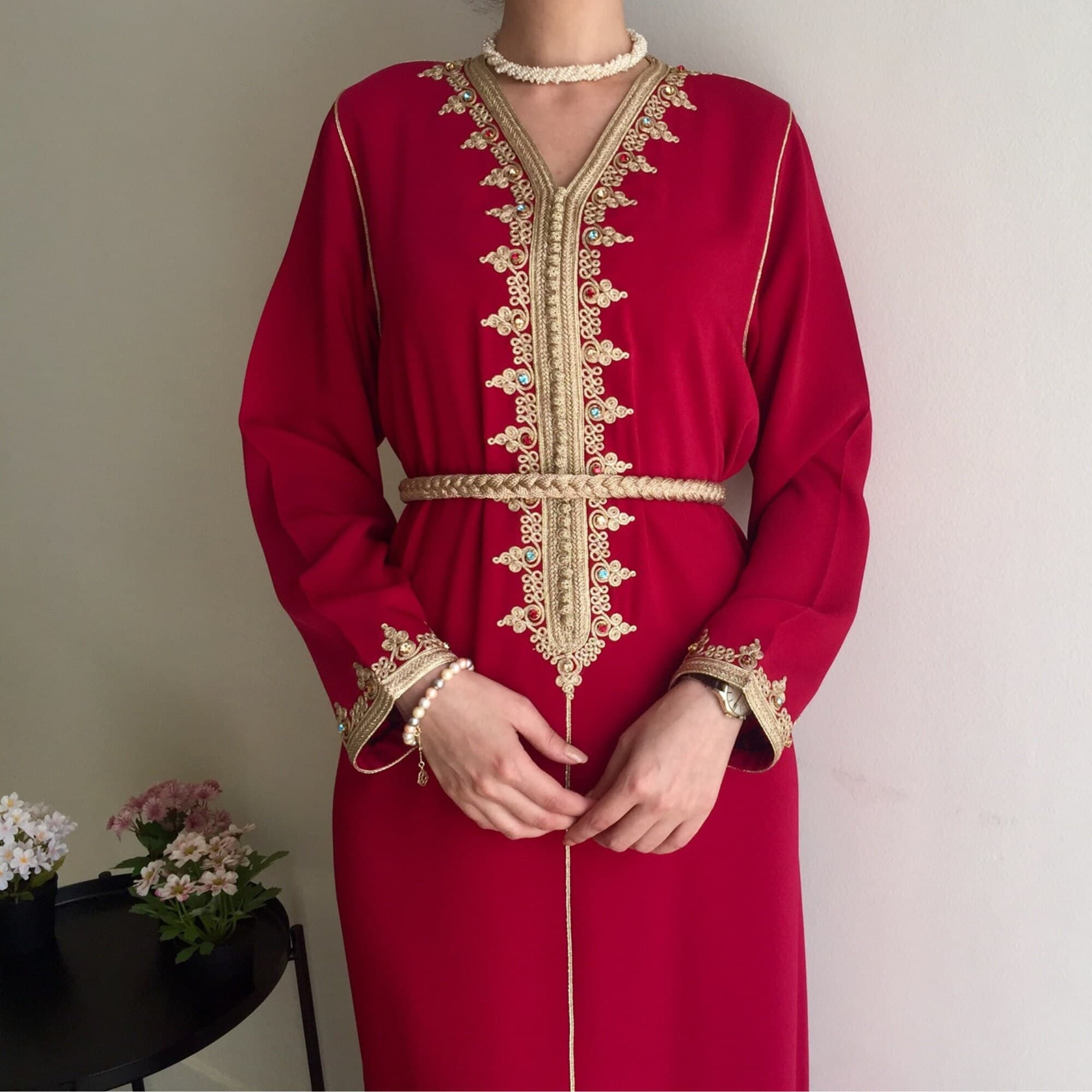 Moroccan summer caftan, Embroidered kaftan, Moroccan dress, Gift for her, Abaya, Arabic dress, Belted Kuftan, Gnadoura, Jellaba marocaine. - image 4