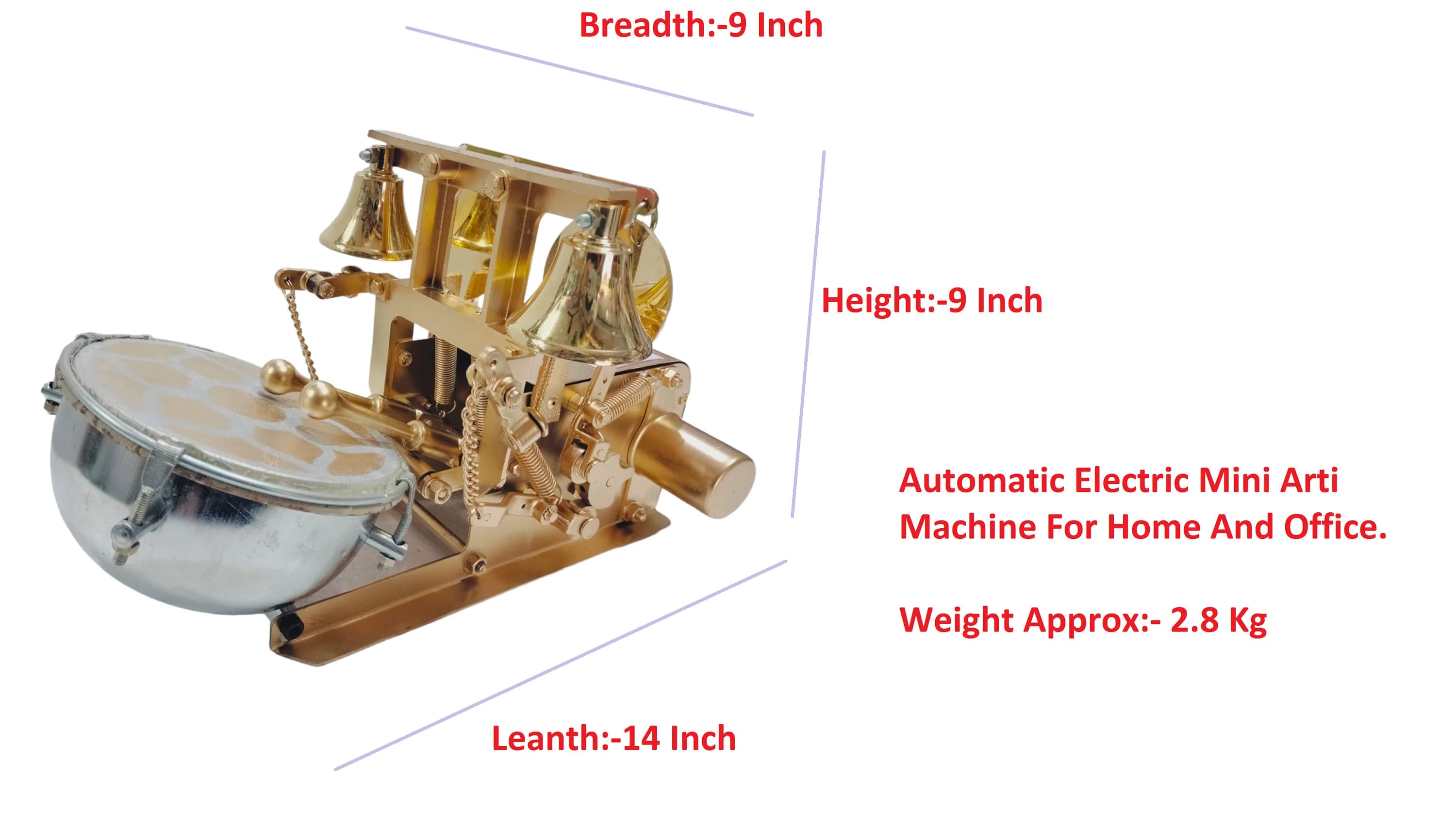 Electric Pooja Bell Dholak Nagara Machine for Home Temple