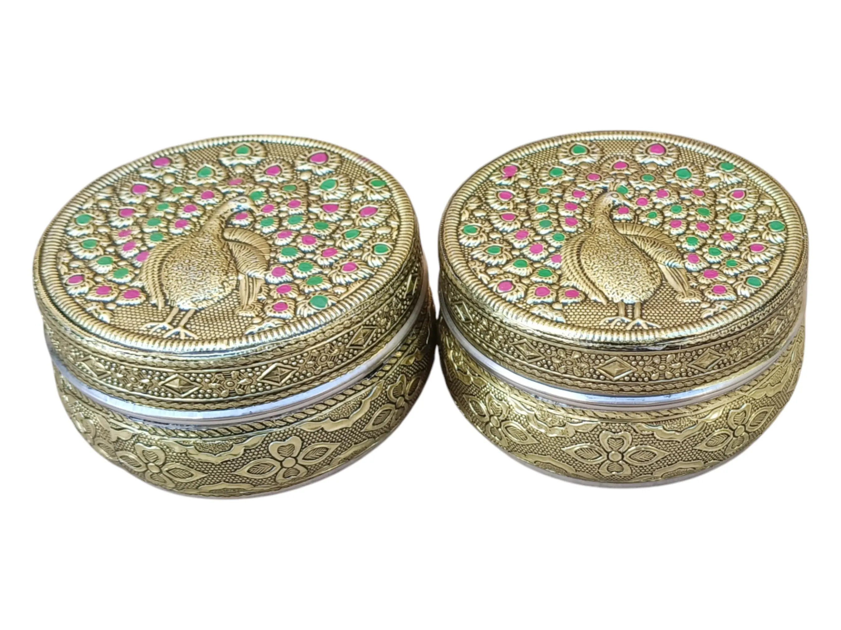 Meenakari Steel Storage Box – Handcrafted Indian Wedding Gift - image 5