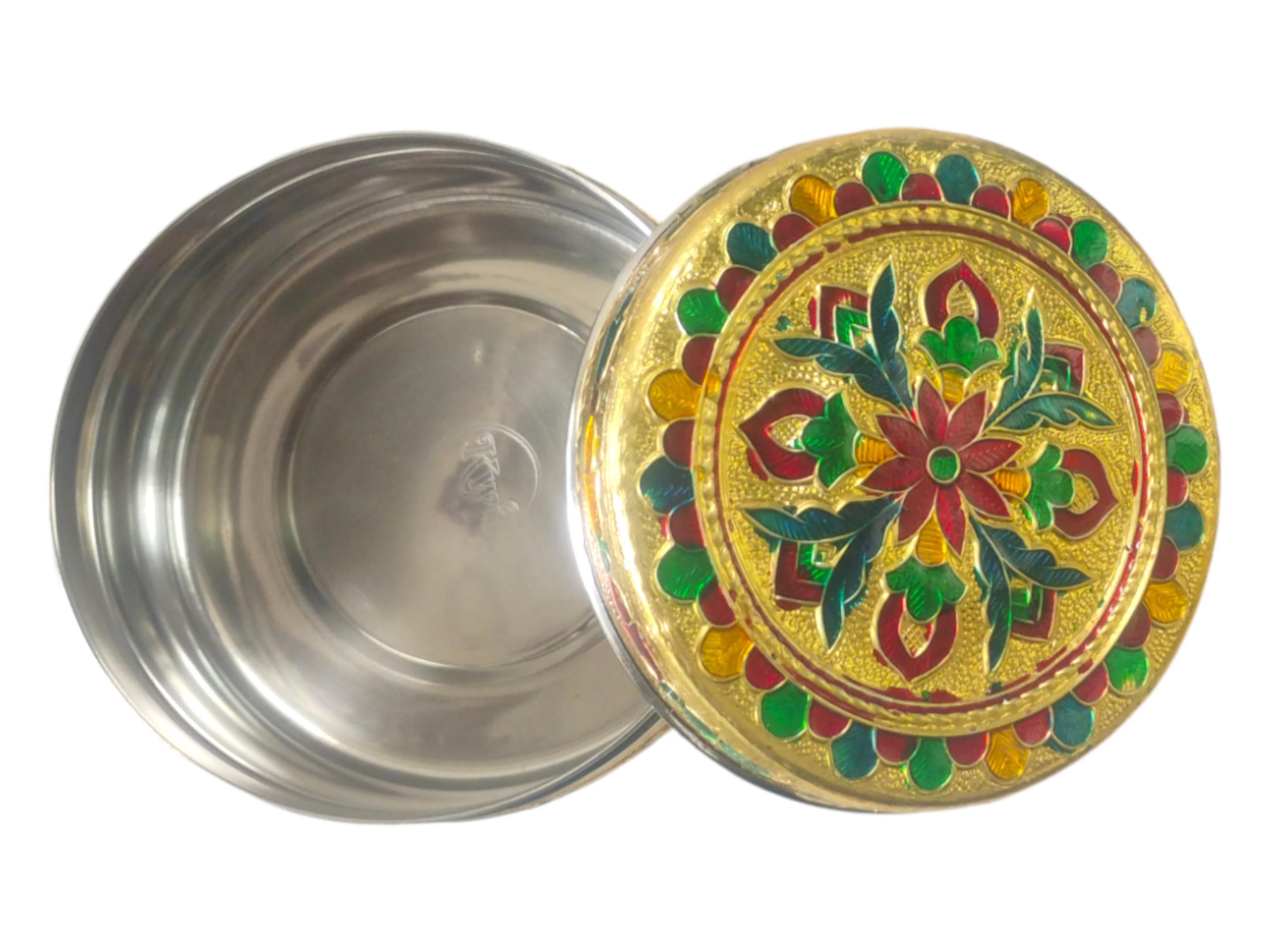 Handcrafted Meenakari Steel Storage Box – Indian Wedding Gift - image 3