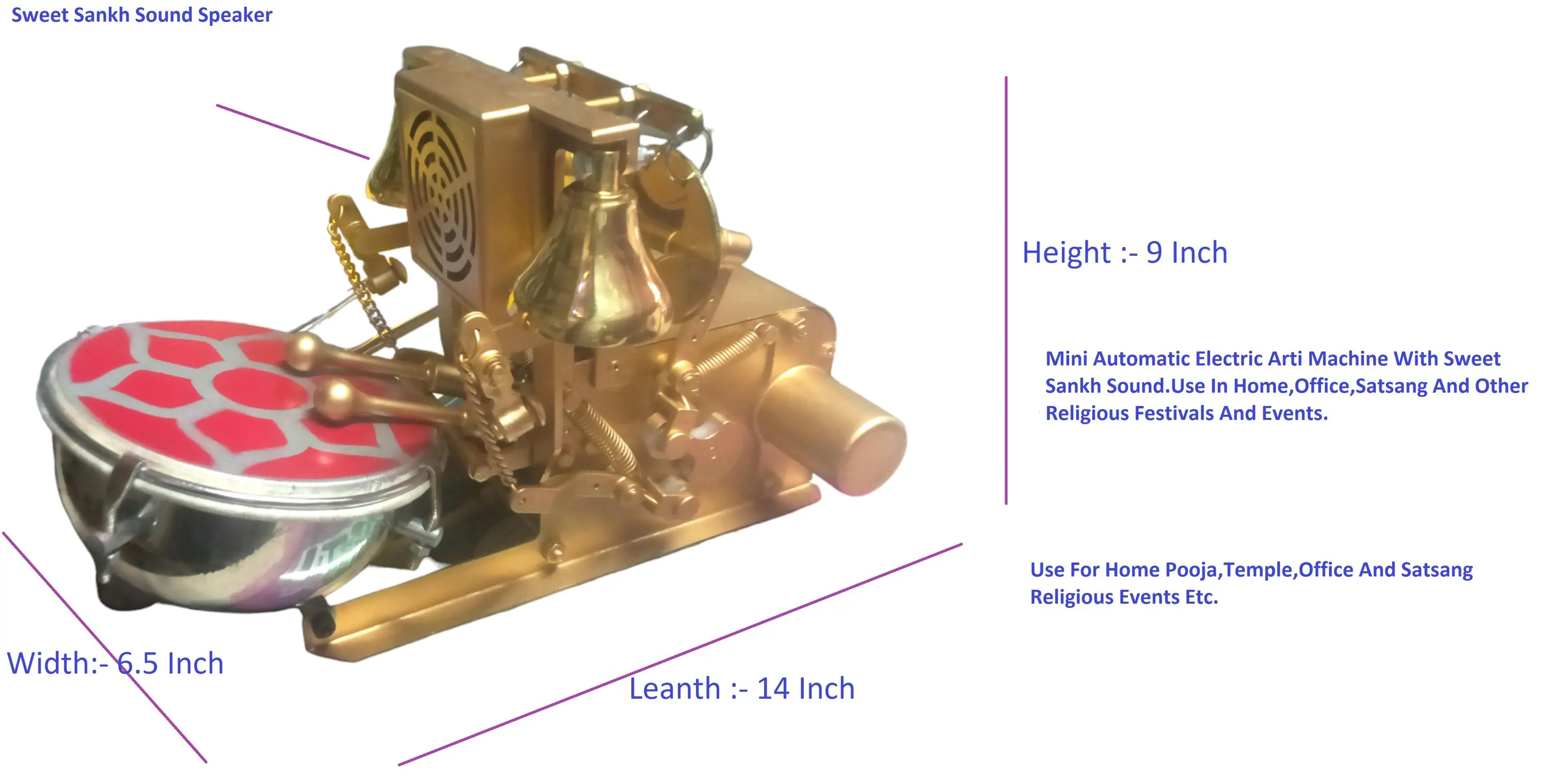 Electric Aarti Machine with Nagara Drum: Home Temple Pooja