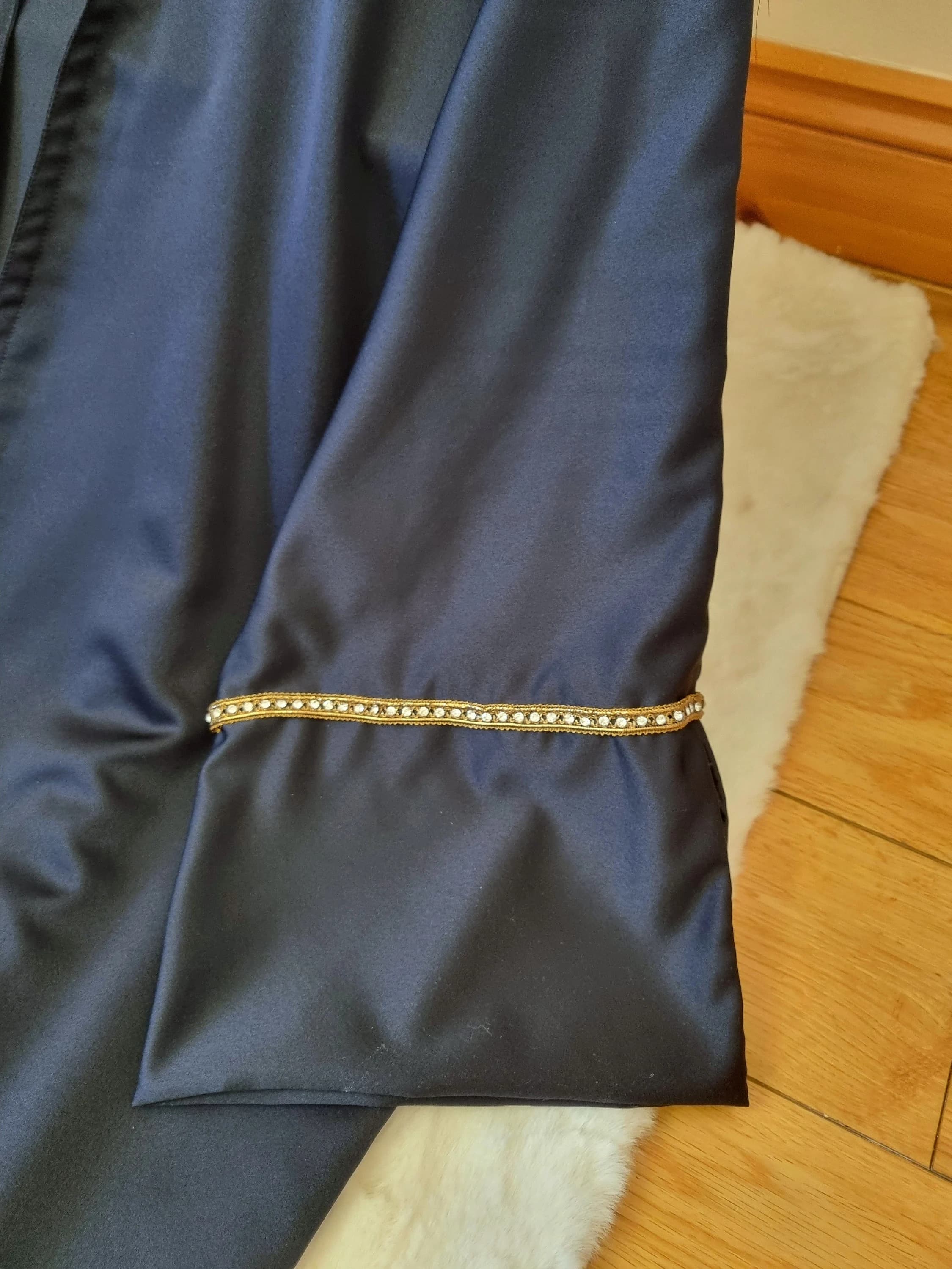 Navy Blue Satin Islamic Abaya Dress, Navy Blue Satin Luxury Abaya, Open Islamic Abaya, Eid Abaya, Wedding Abaya - image 4