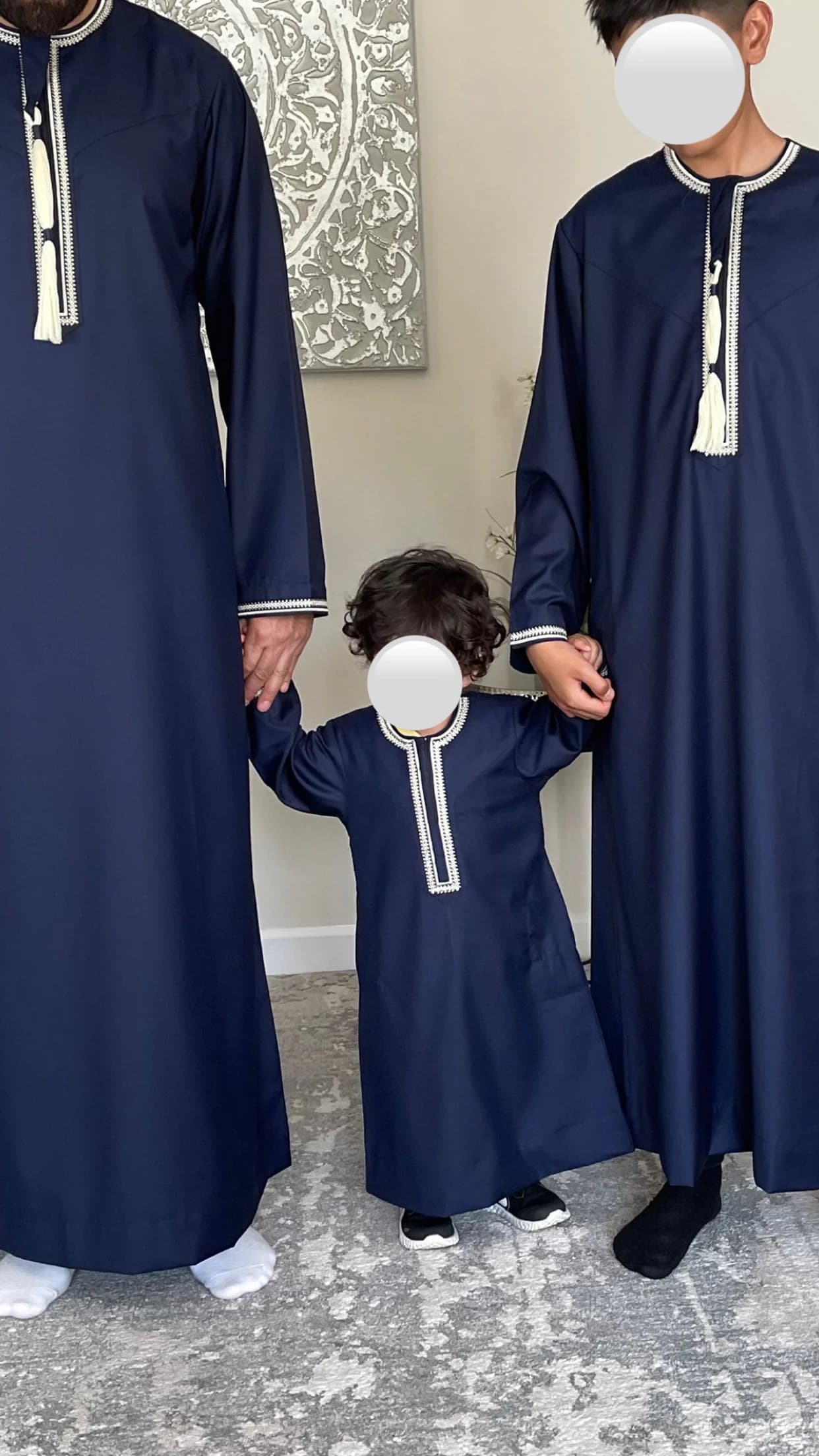 Boys Navy Blue Embroidered Omani Thobe - image 2