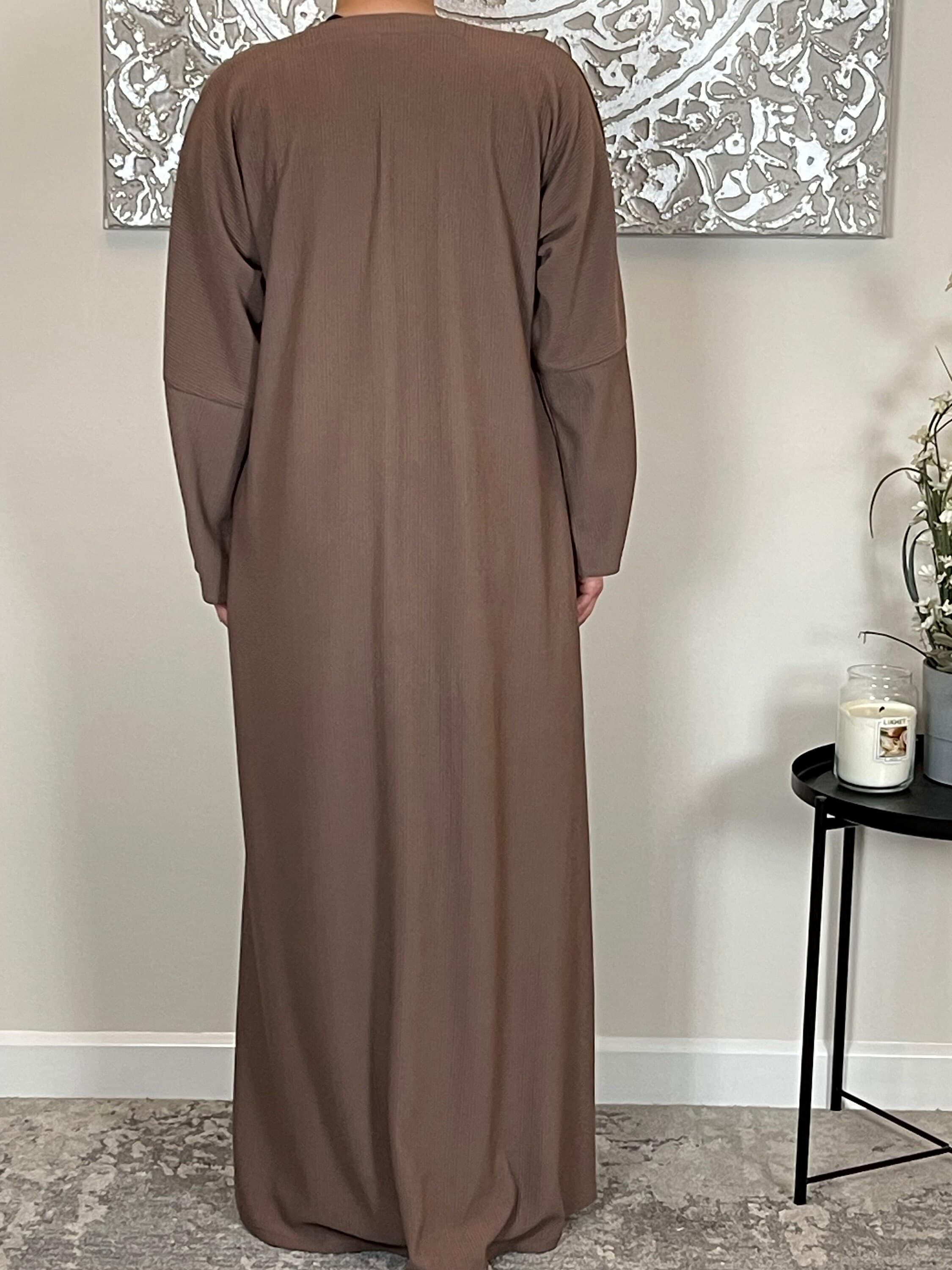 Mocha Ribbed Abaya Coat - image 5