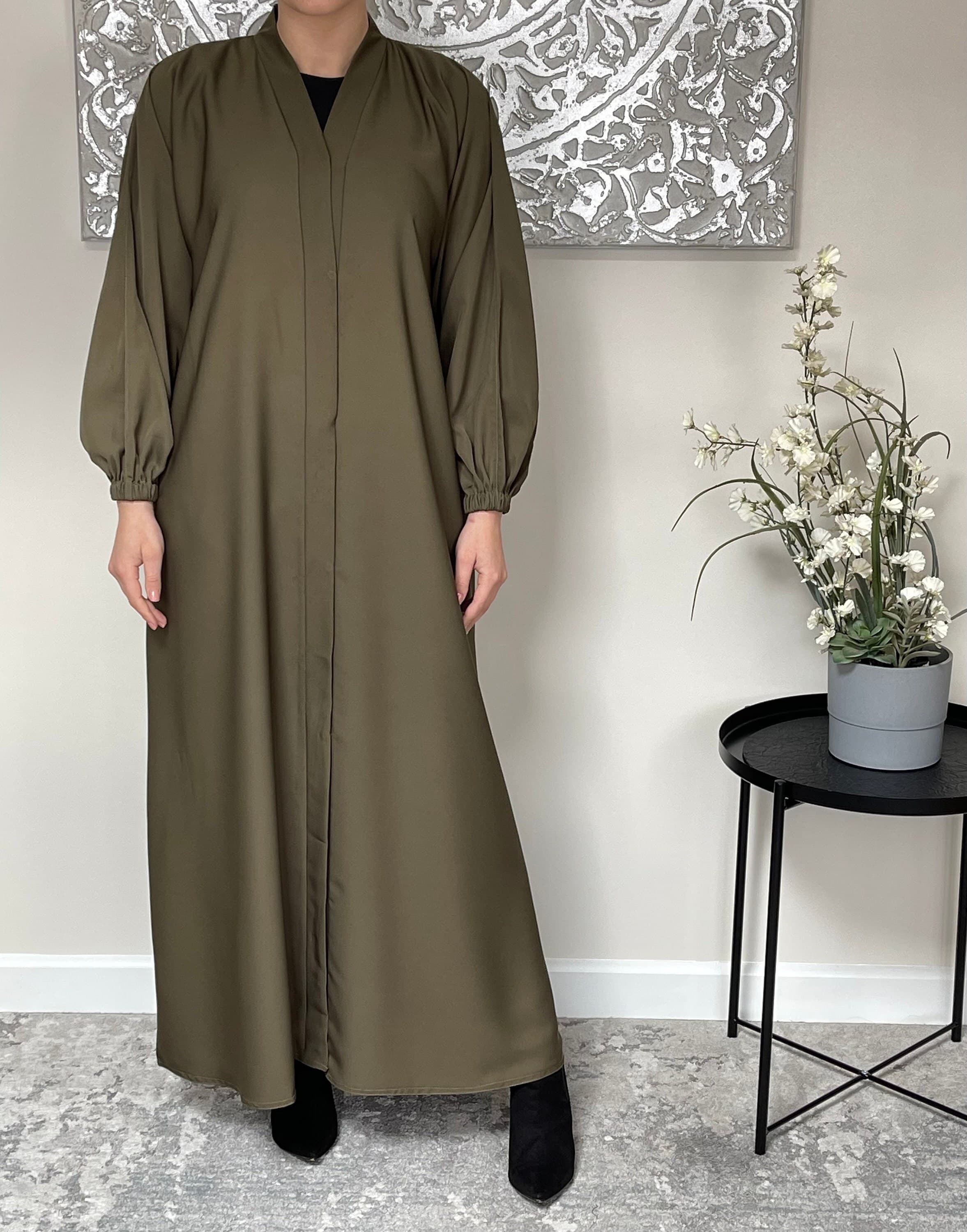 Olive Green Nida Open Abaya - image 2