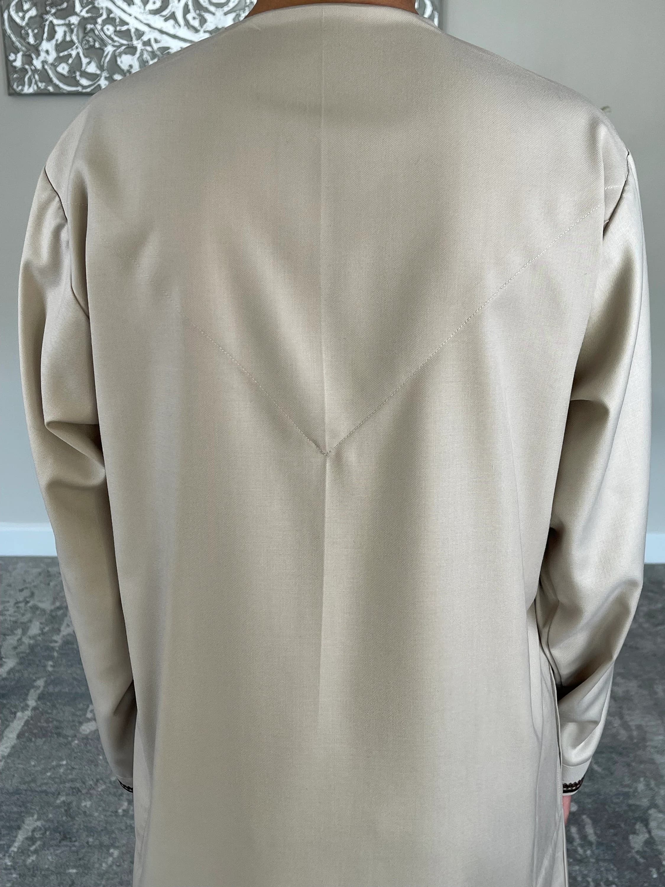 Boys Beige Embroidered Omani Thobe - image 5